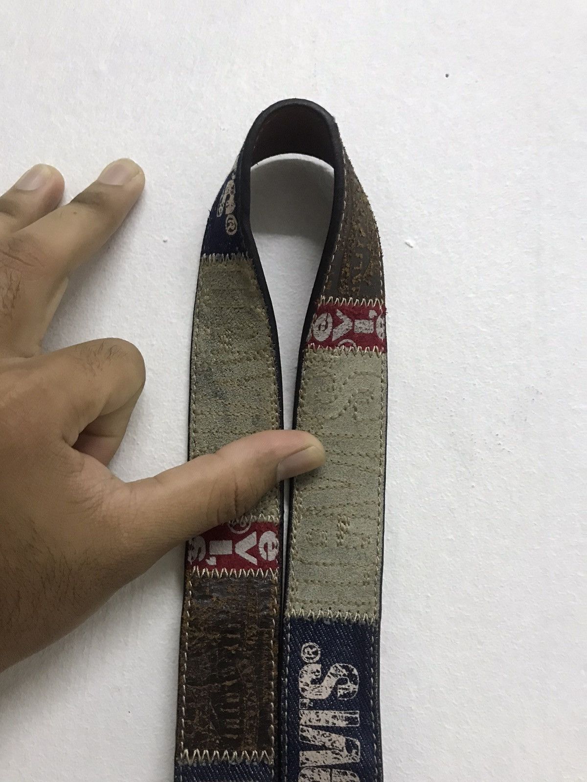 Levi's Vintage Levis Patchwork Style Leather Belt Size 32 - 8 Thumbnail