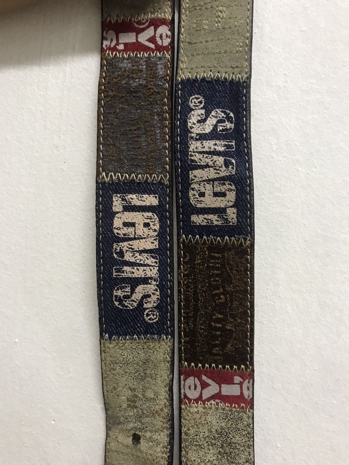 Levi's Vintage Levis Patchwork Style Leather Belt Size 32 - 7 Thumbnail