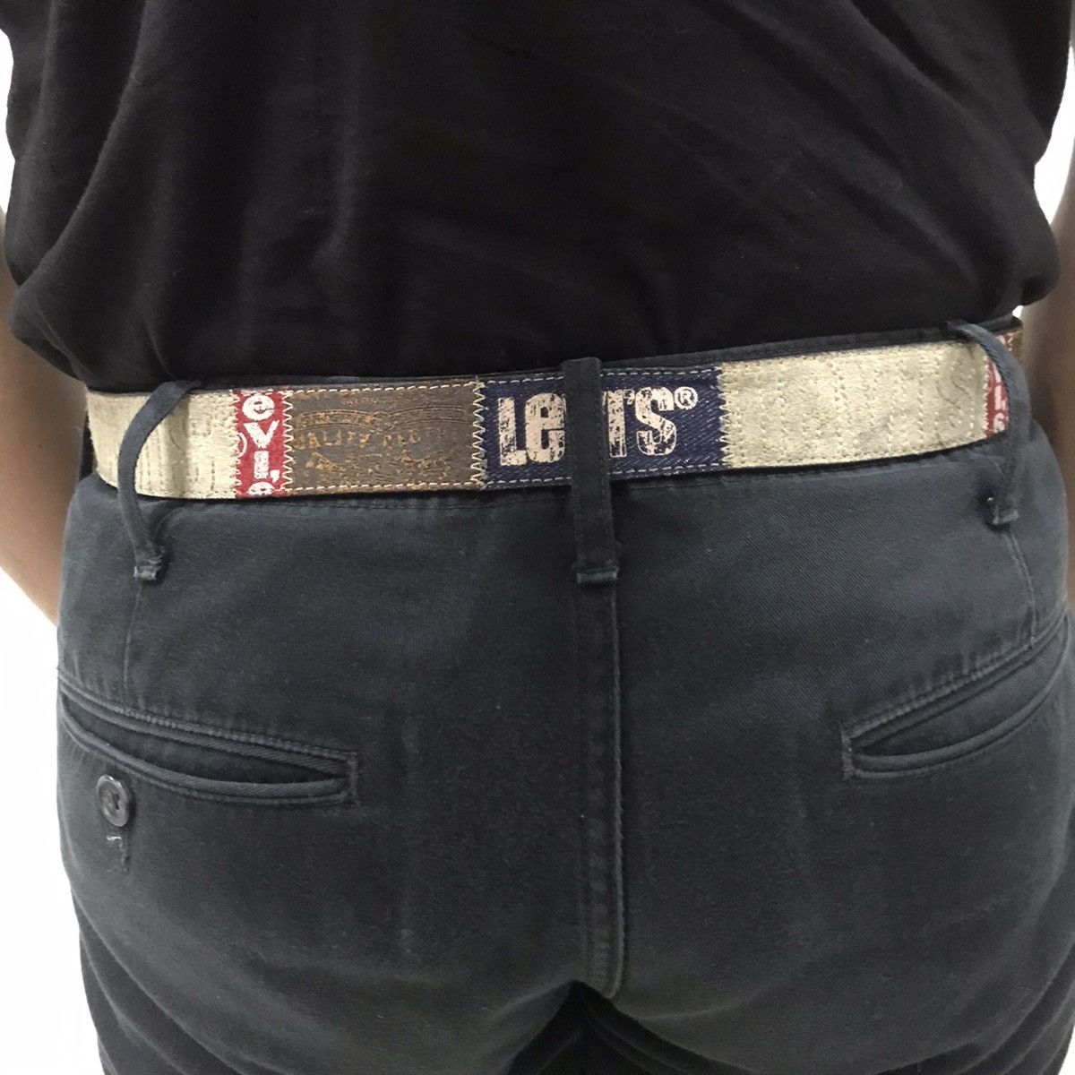 Levi's Vintage Levis Patchwork Style Leather Belt Size 32 - 4 Thumbnail