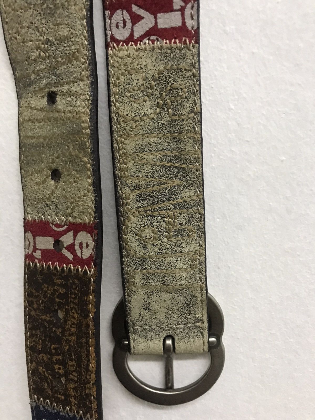 Levi's Vintage Levis Patchwork Style Leather Belt Size 32 - 6 Thumbnail
