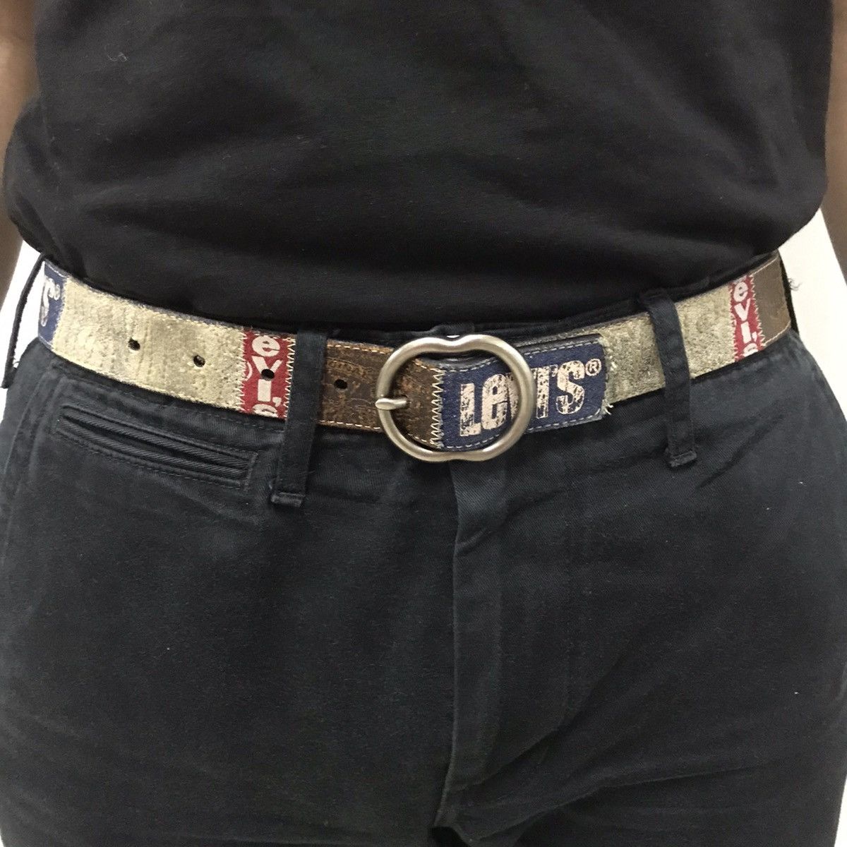 Levi's Vintage Levis Patchwork Style Leather Belt Size 32 - 3 Thumbnail