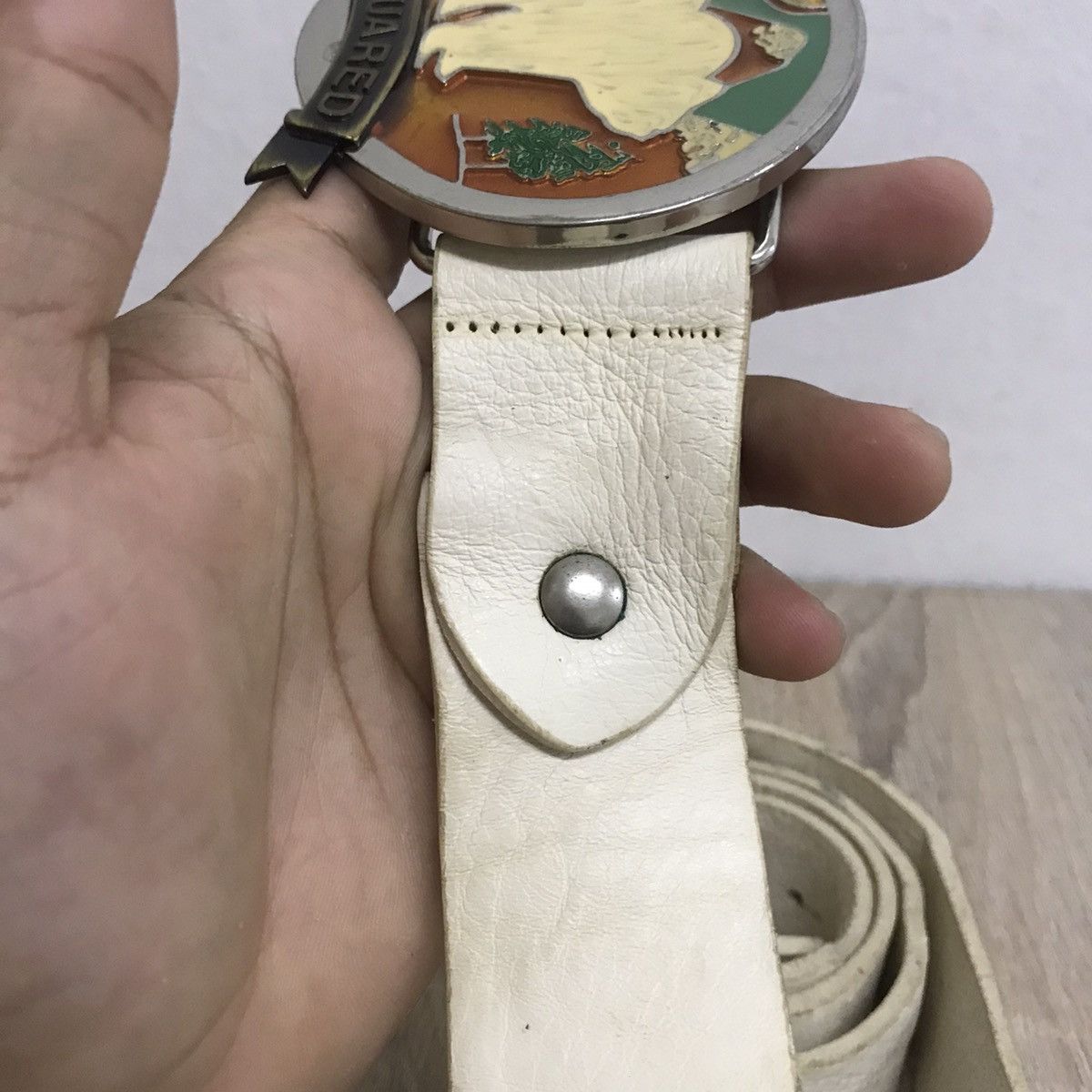 Dsquared2 Vintage Dsquared Bear Buckel Leather Belt White Size ONE SIZE - 6 Thumbnail
