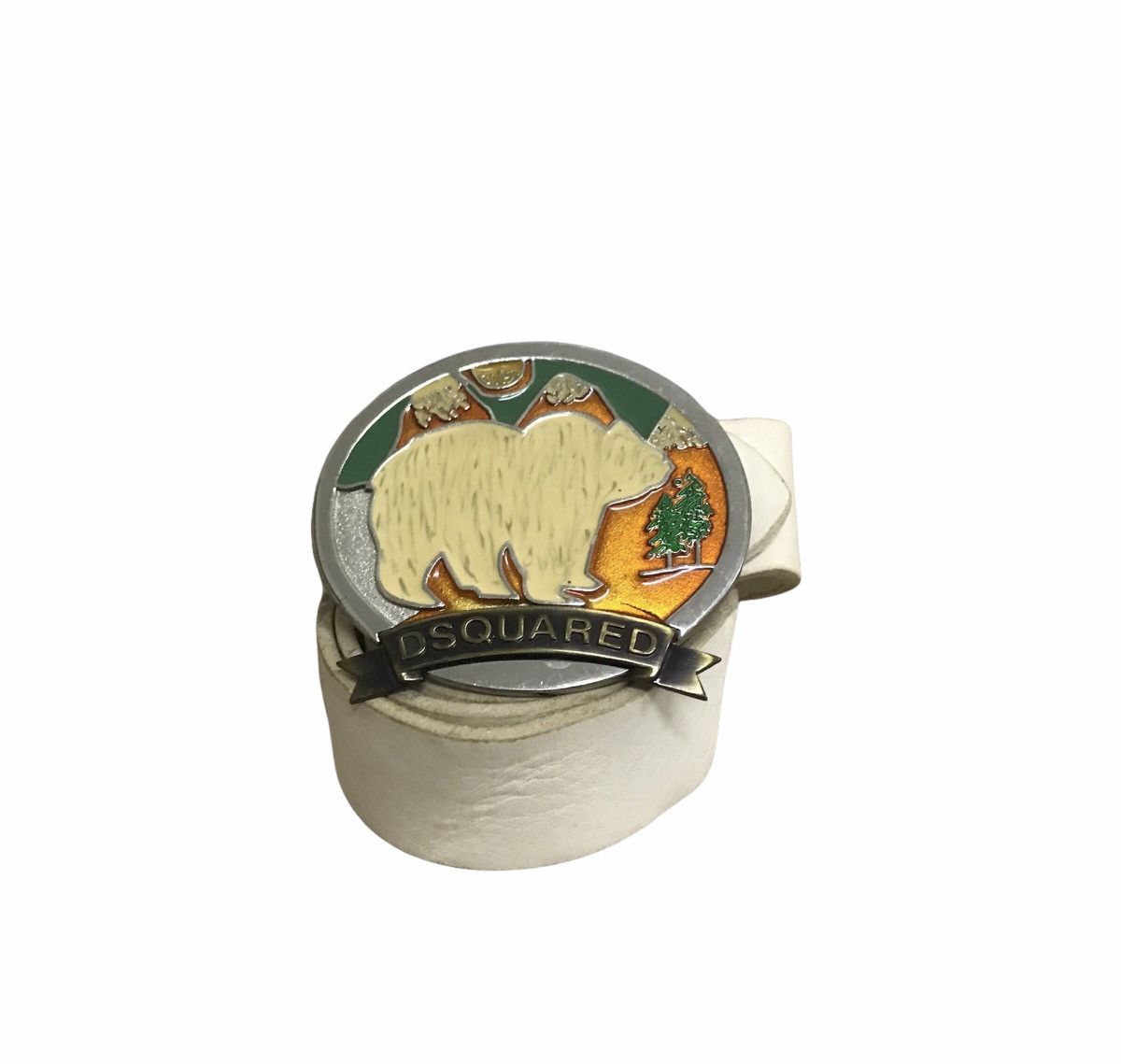 Dsquared2 Vintage Dsquared Bear Buckel Leather Belt White Size ONE SIZE - 1 Thumbnail