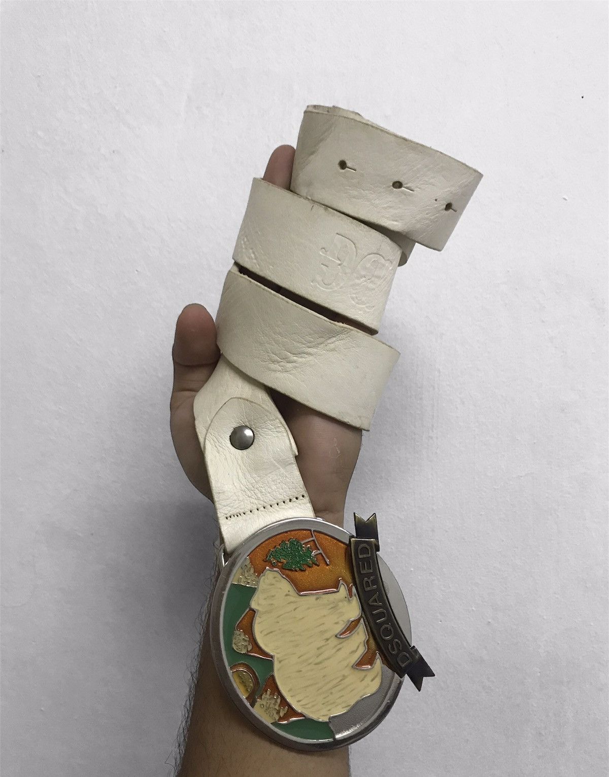 Dsquared2 Vintage Dsquared Bear Buckel Leather Belt White Size ONE SIZE - 2 Thumbnail