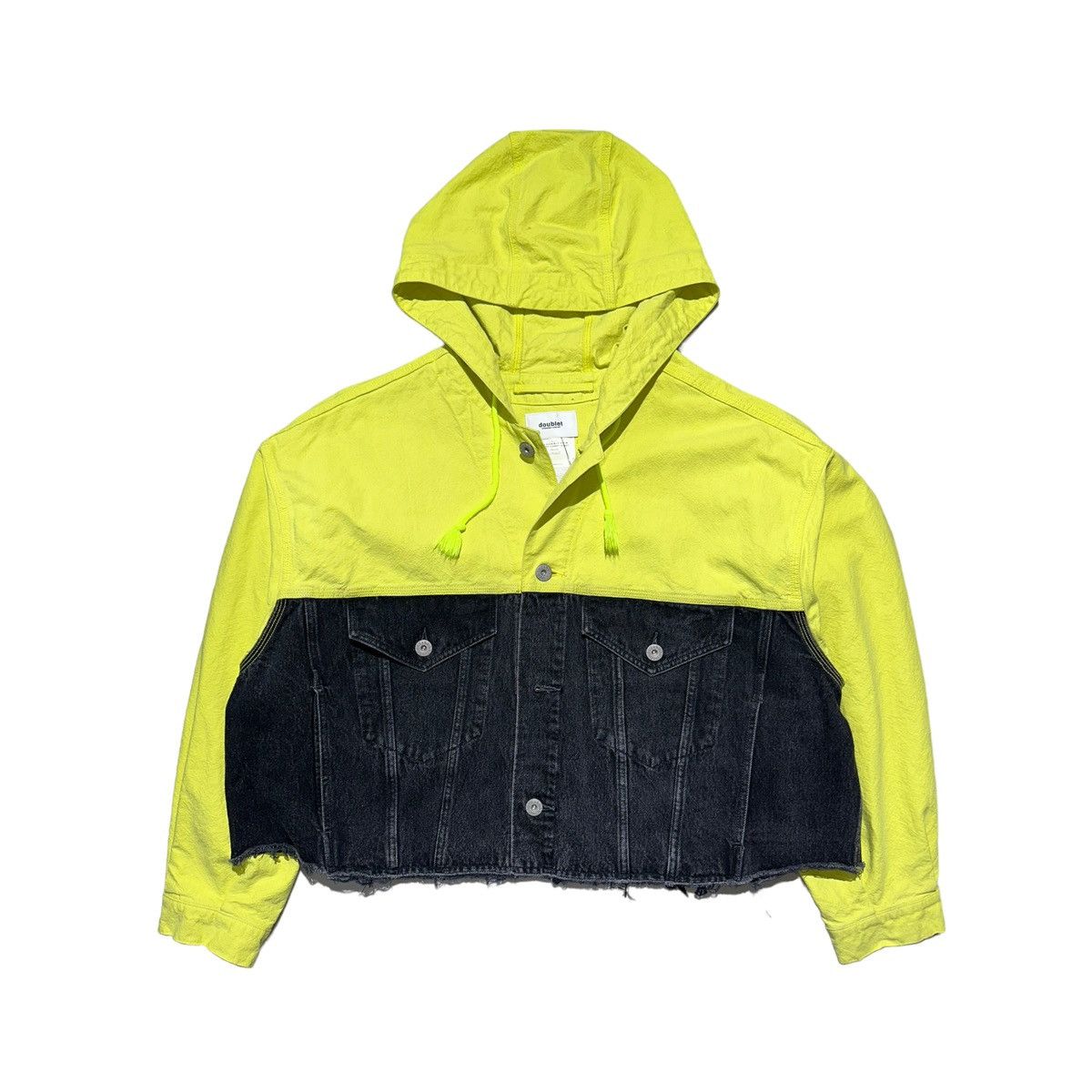 SILK DENIM CUT OFF HOODIE JACKET doublet - Gジャン/デニムジャケット