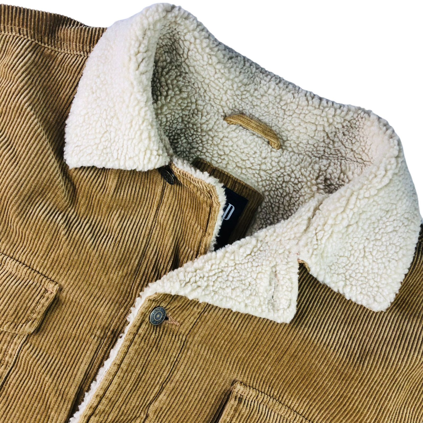 2000'S GAP padded corduroy boa jacket, men's size L cotton Khaki type Vintage Second Hand