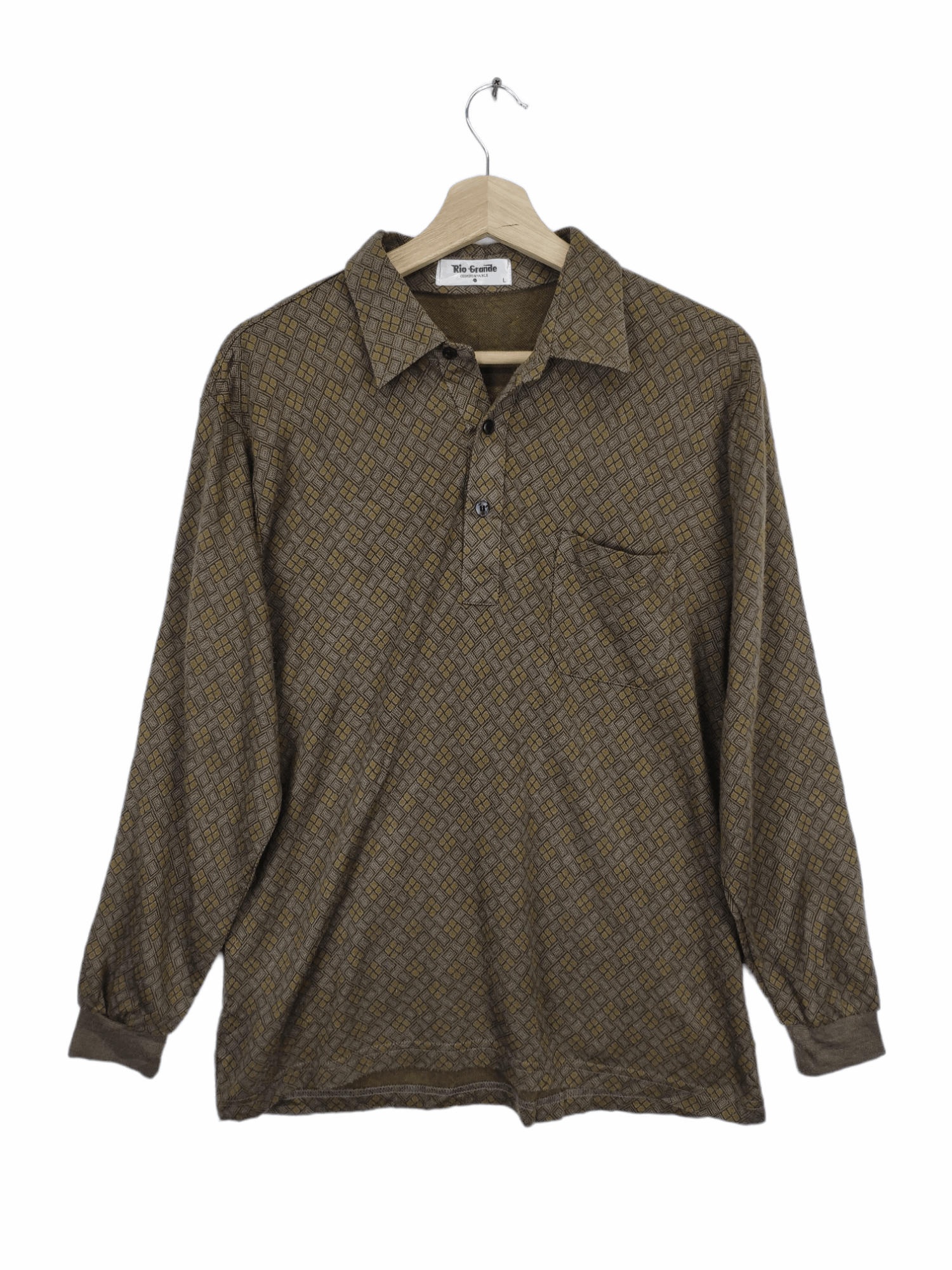 Japanese Brand × Vintage Vintage Wool Polo Shirt Long Sleeve Diamond Style Size US M / EU 48-50 / 2 - 1 Thumbnail