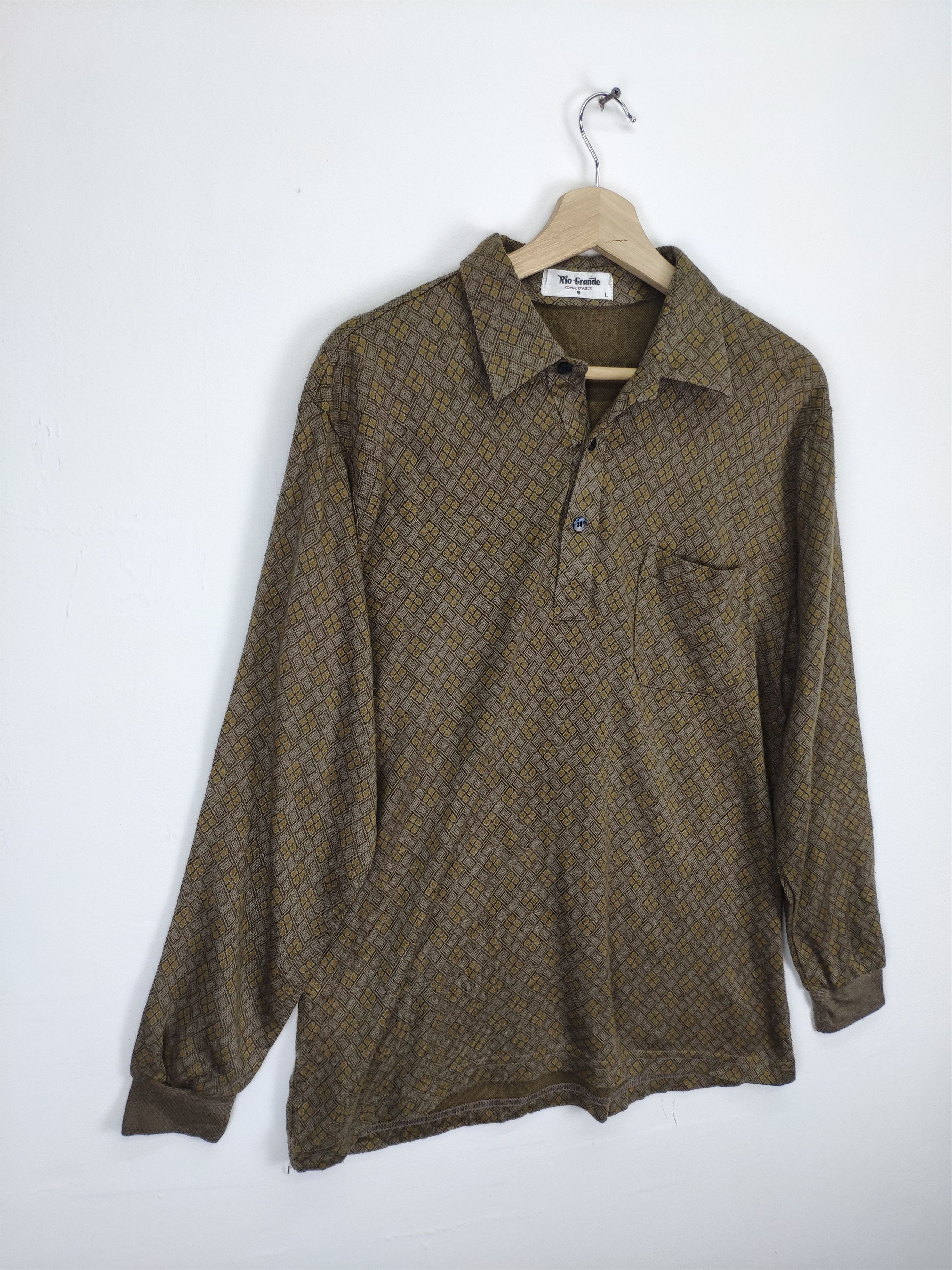 Japanese Brand × Vintage Vintage Wool Polo Shirt Long Sleeve Diamond Style Size US M / EU 48-50 / 2 - 3 Thumbnail