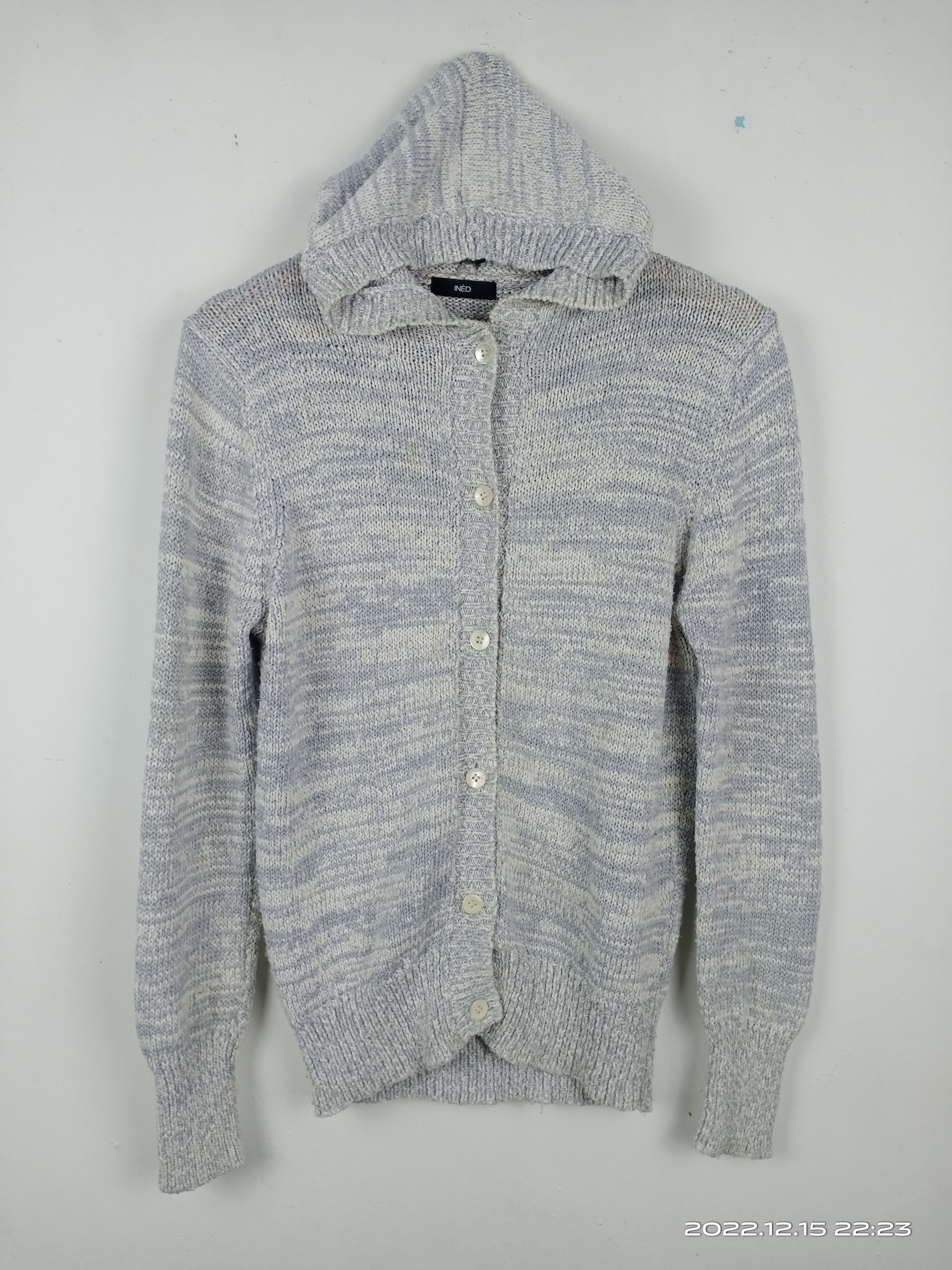 image of ined By Yohji Yamamoto Cable Knit Hooded Cardigan, Women's (Size XS)