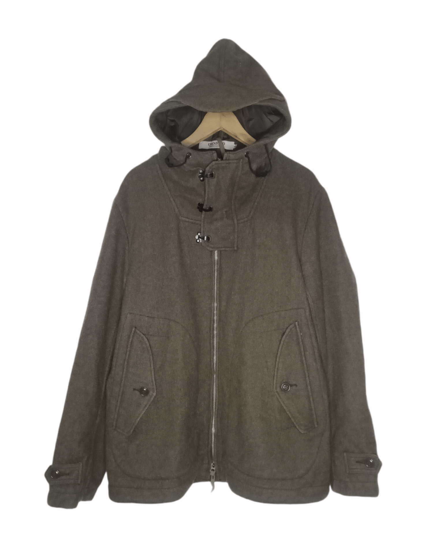 image of Omnigod Wool Zipper Hoodie Jacket in Olive Green Army, Men's (Size Medium)