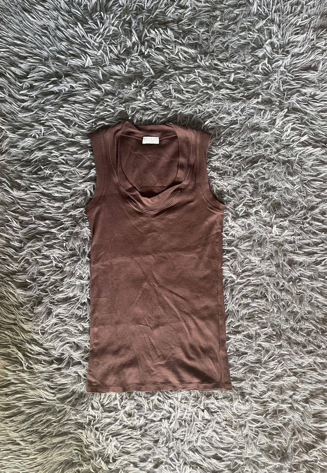 Brunello Cucinelli × Vintage Brunello Cucinelli luxury minimalist brown tank top Size S / US 4 / IT 40 - 1 Thumbnail