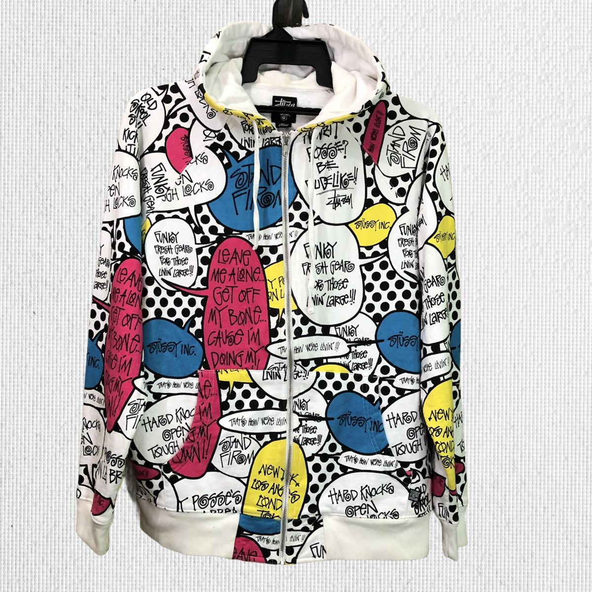 image of Vintage Stussy Full Print Zipper Hoodie, Men's (Size Large)