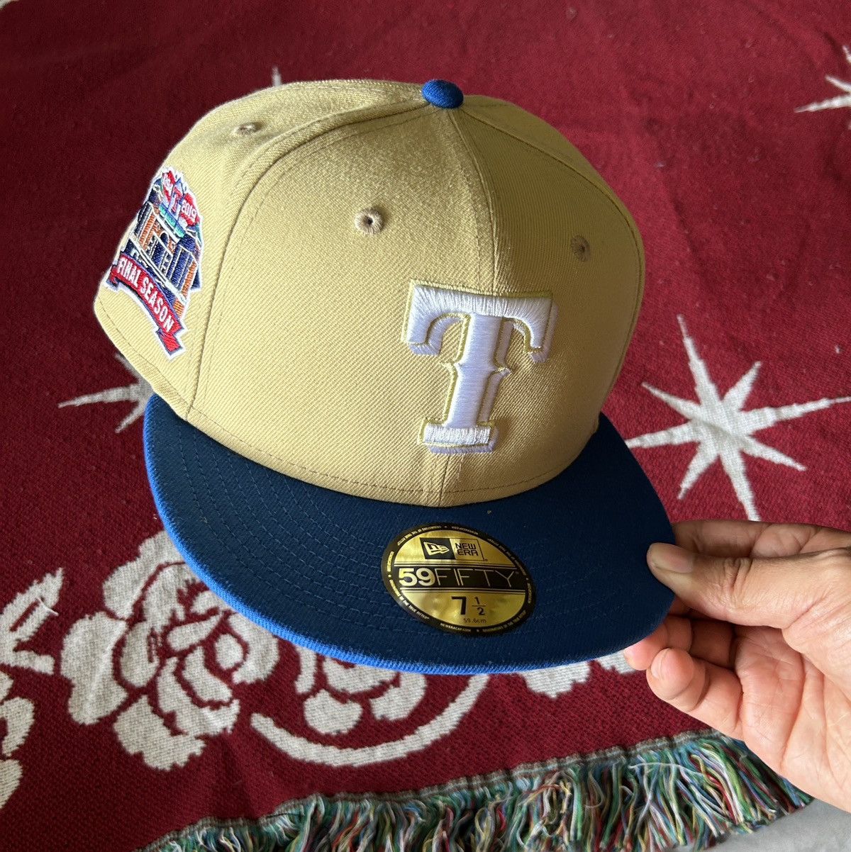 image of Mlb x Myfitteds 7 1/2 Ty Mathis Texas Rangers Hero Fitted Hat in Vegas Gold, Men's