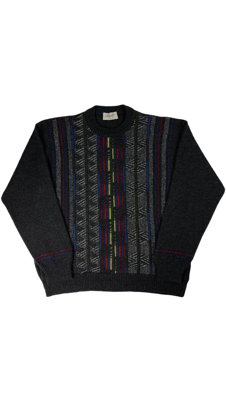 image of Coloured Cable Knit Sweater x Italian Designers Made In Italy Cable Knitted Sweater 90's 80's (Size