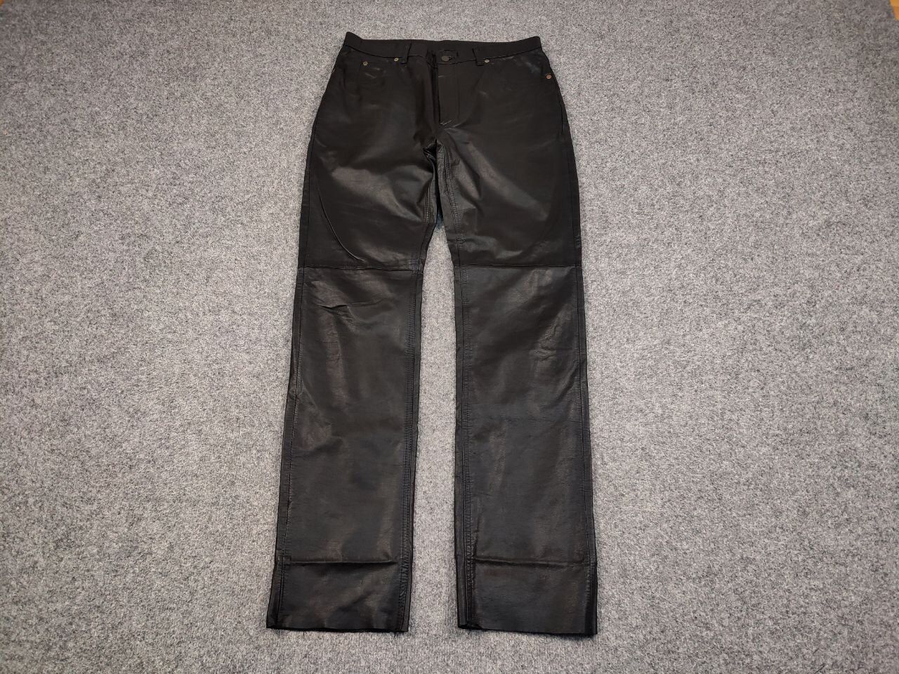 Japanese Brand Vintage Leather Black Pants Japan Hype Travis Scott Style Size US 34 / EU 50 - 4 Thumbnail