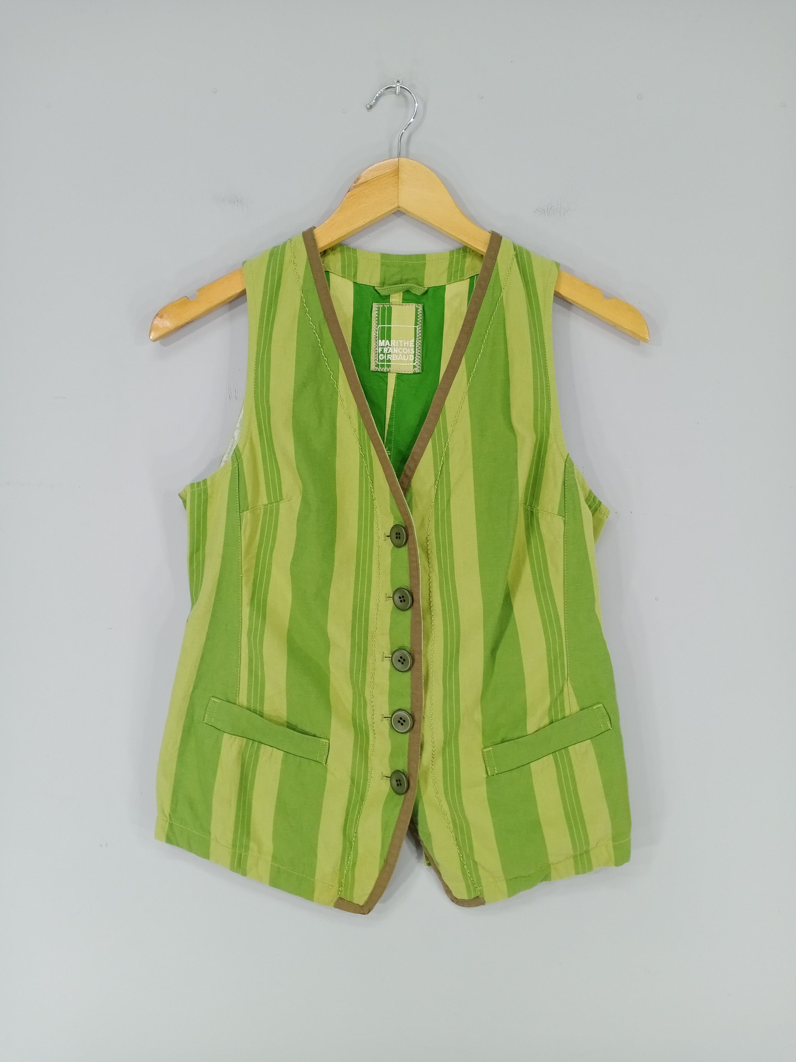 Marithe + Francois Girbaud 💥RARE💥Marithe Francois Girbaud Striped Vest Jacket Size M / US 6-8 / IT 42-44 - 1 Thumbnail