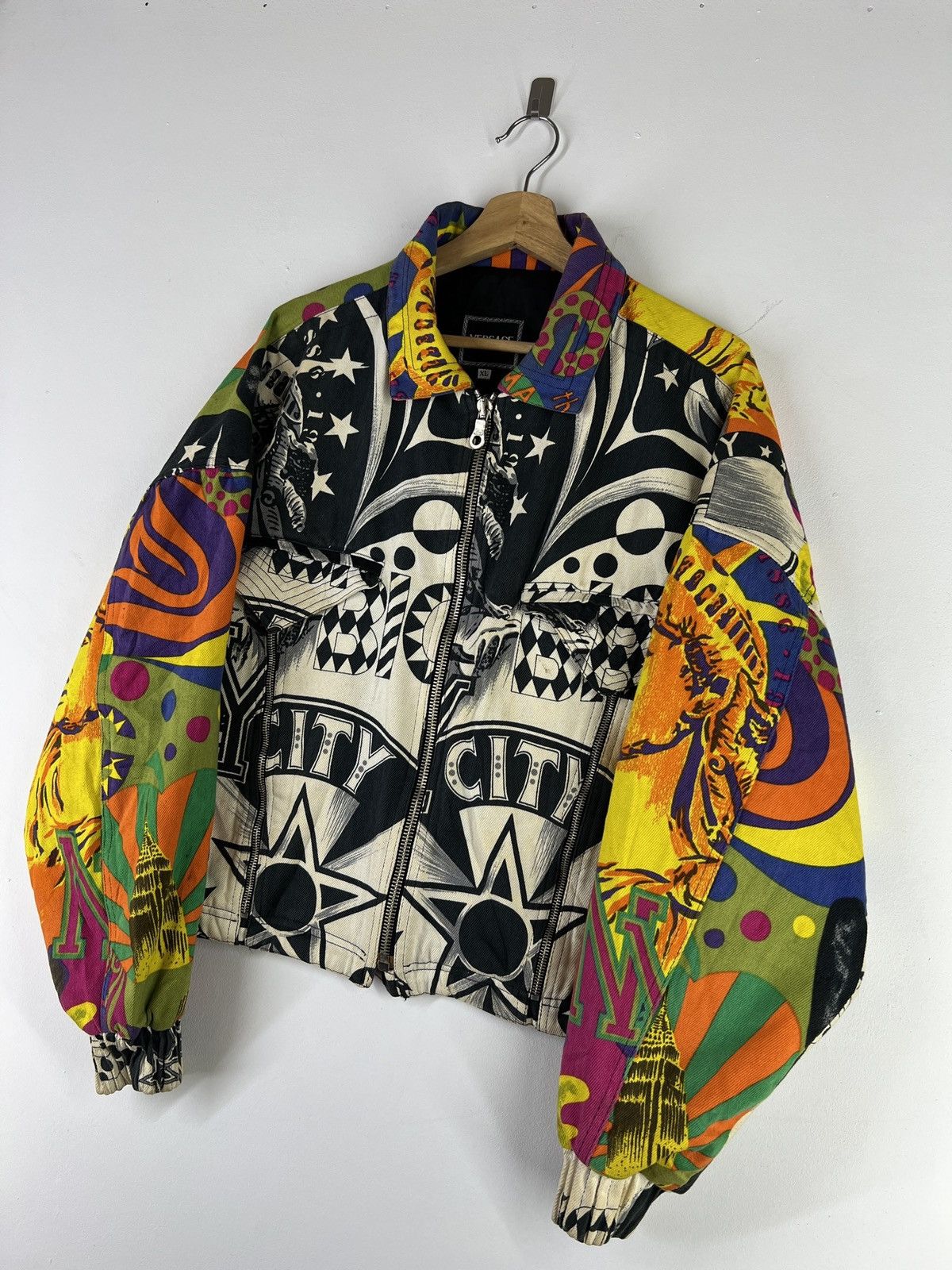 Versace 💥VERSACE LIBERTY DENIM BOMBER JACKET Size US XL / EU 56 / 4 - 5 Thumbnail