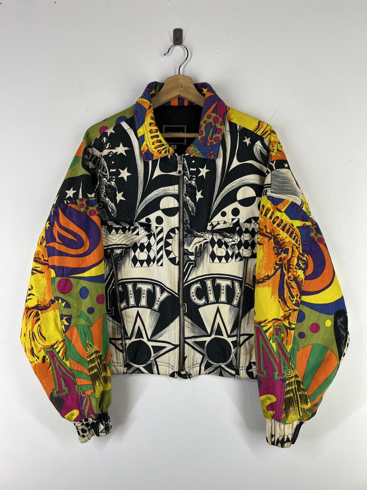 Versace 💥VERSACE LIBERTY DENIM BOMBER JACKET Size US XL / EU 56 / 4 - 3 Thumbnail