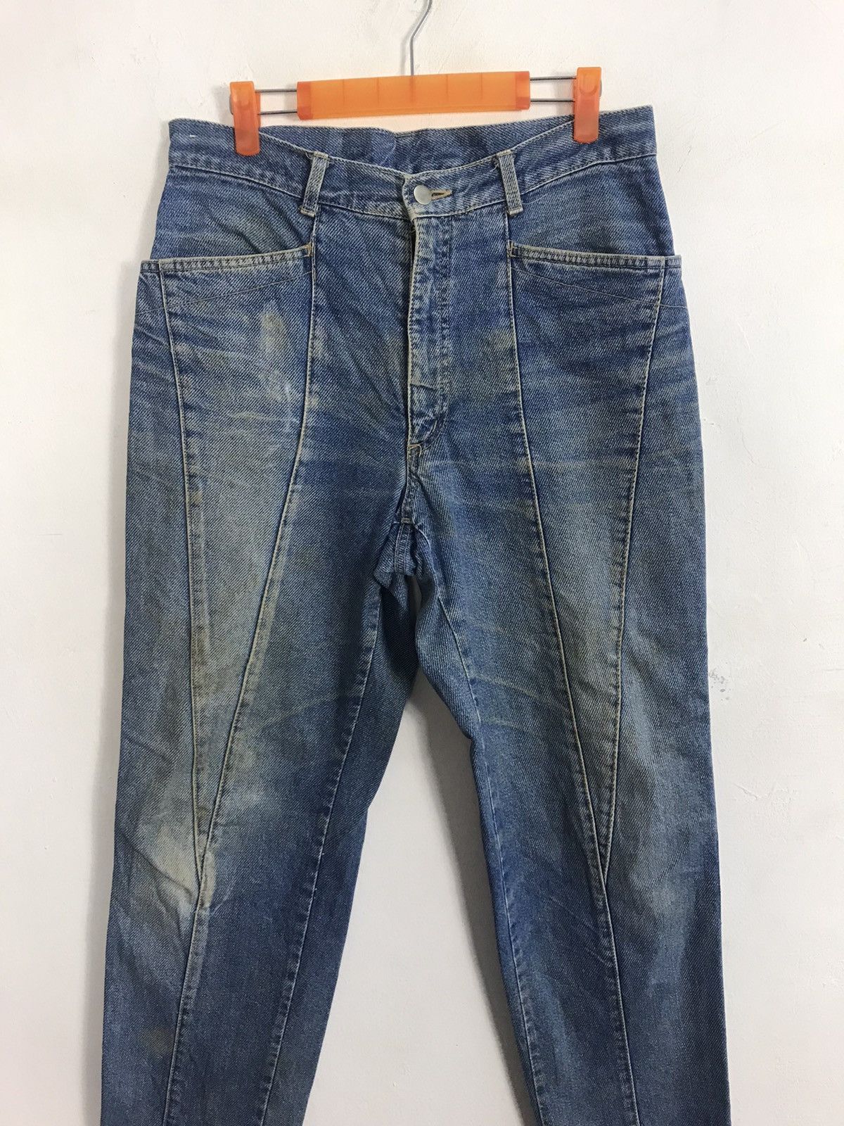 Vintage 90s Western Wear Distressed Denim Jeans Indigo Straight Cut Size US 31 - 3 Thumbnail