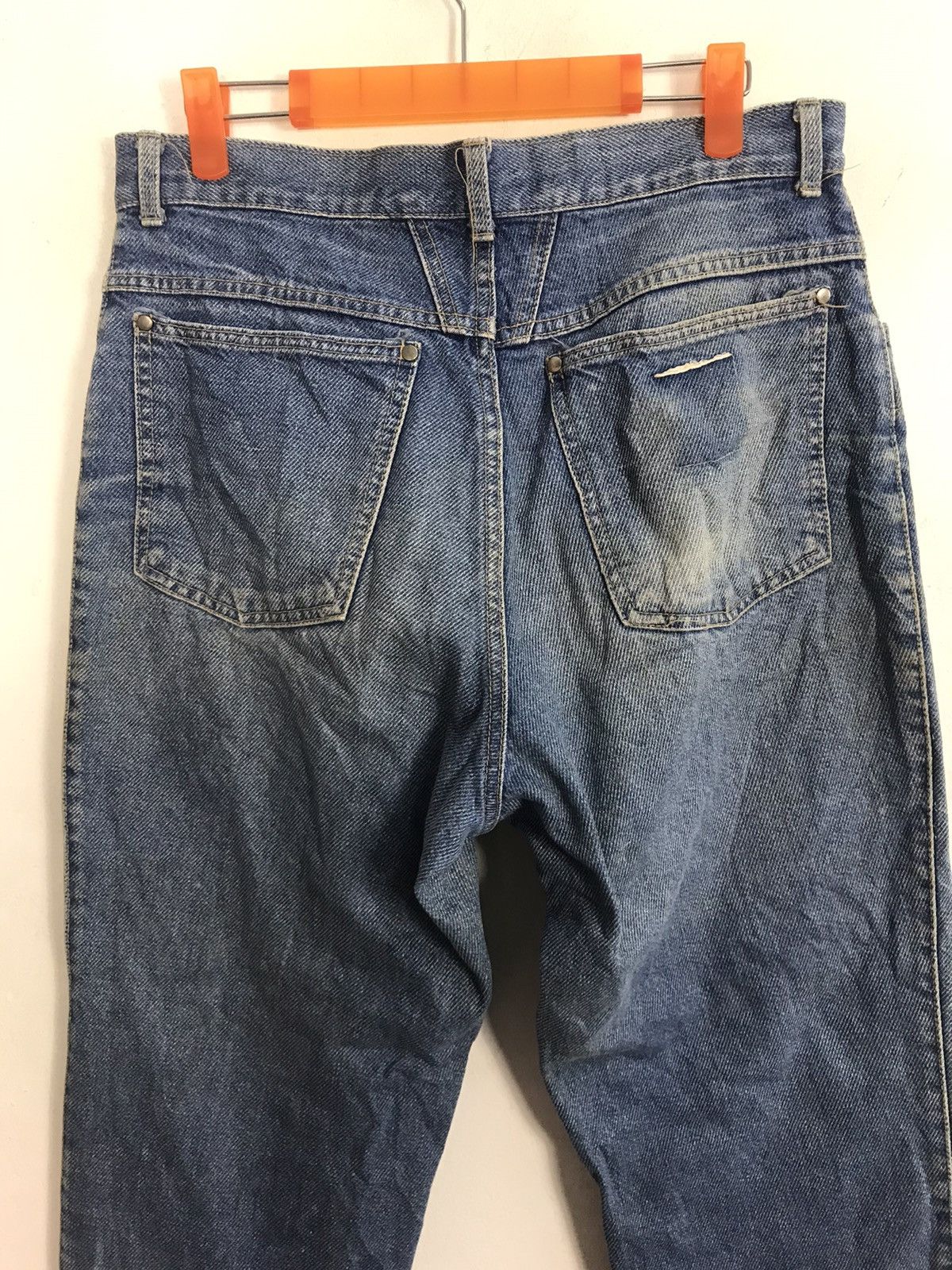 Vintage 90s Western Wear Distressed Denim Jeans Indigo Straight Cut Size US 31 - 5 Thumbnail