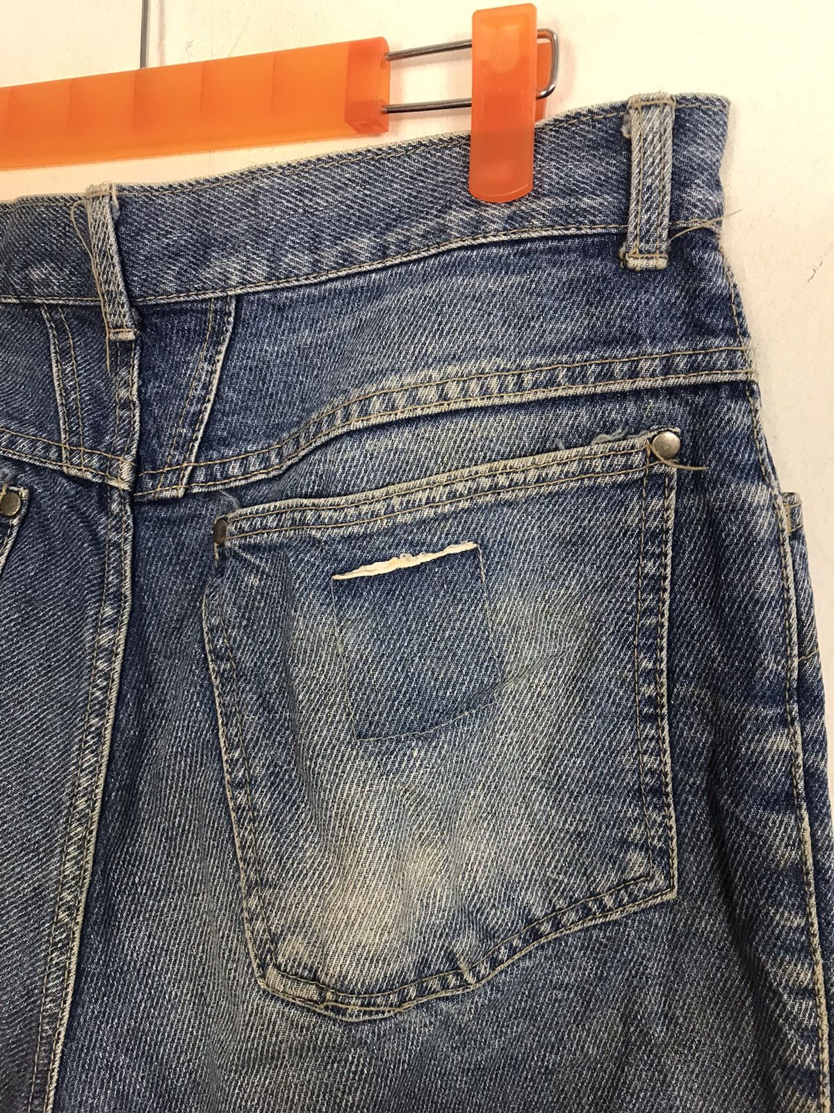 Vintage 90s Western Wear Distressed Denim Jeans Indigo Straight Cut Size US 31 - 6 Thumbnail