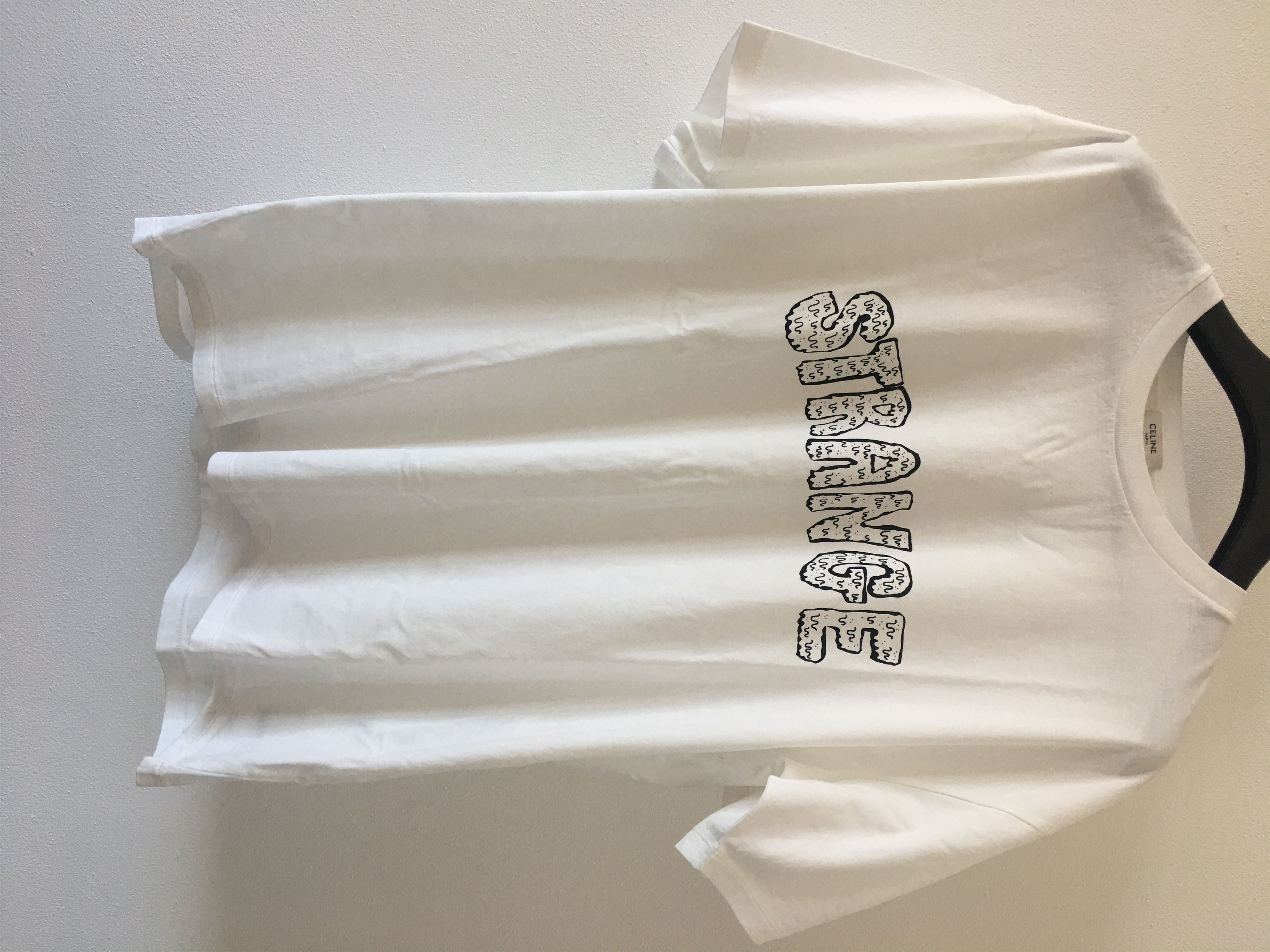 image of Celine x Hedi Slimane Ss'21 T-Shirts Strange Print in White, Men's (Size XL)
