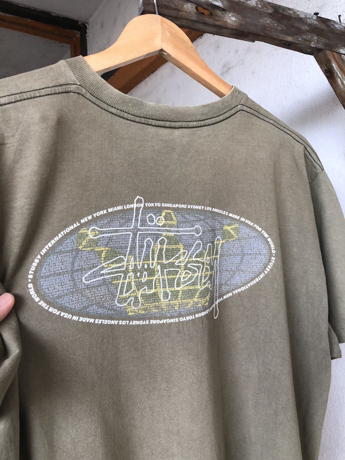 Stussy Rare❗️Vintage 90s Stussy Center Olive Green Single Stich Size US L / EU 52-54 / 3 - 9 Thumbnail