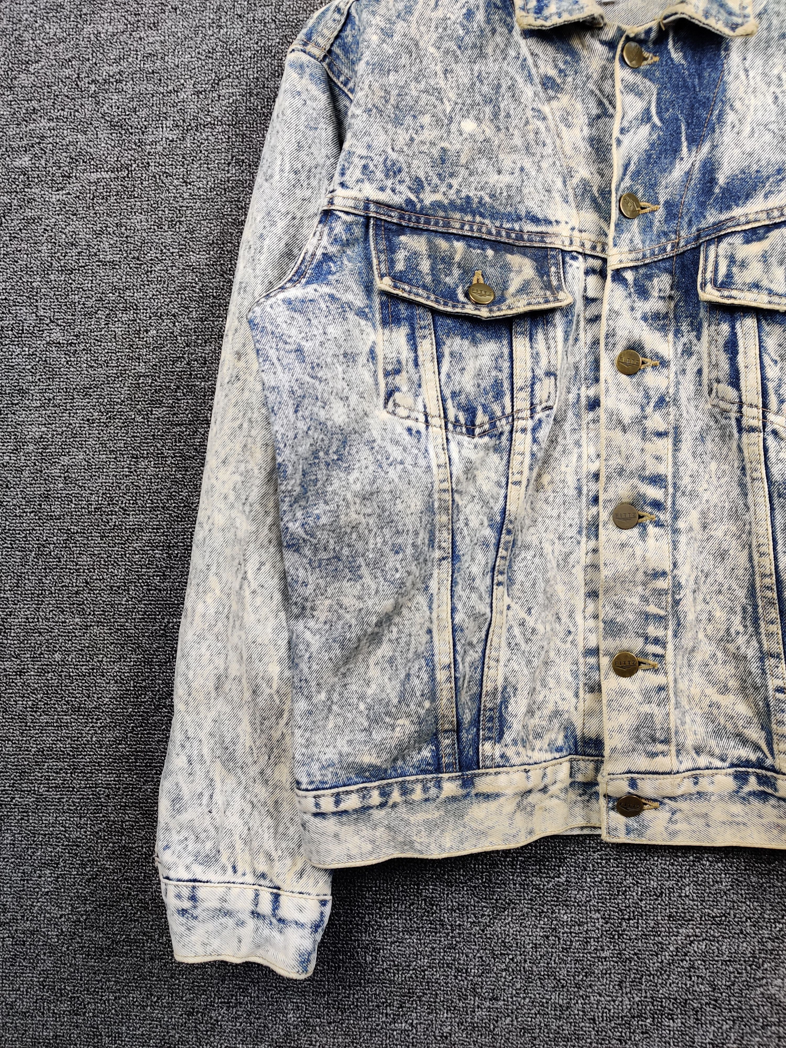 Japanese Brand Vintage Fittz Acid Wash Trucker Denim Jacket Size US L / EU 52-54 / 3 - 7 Thumbnail