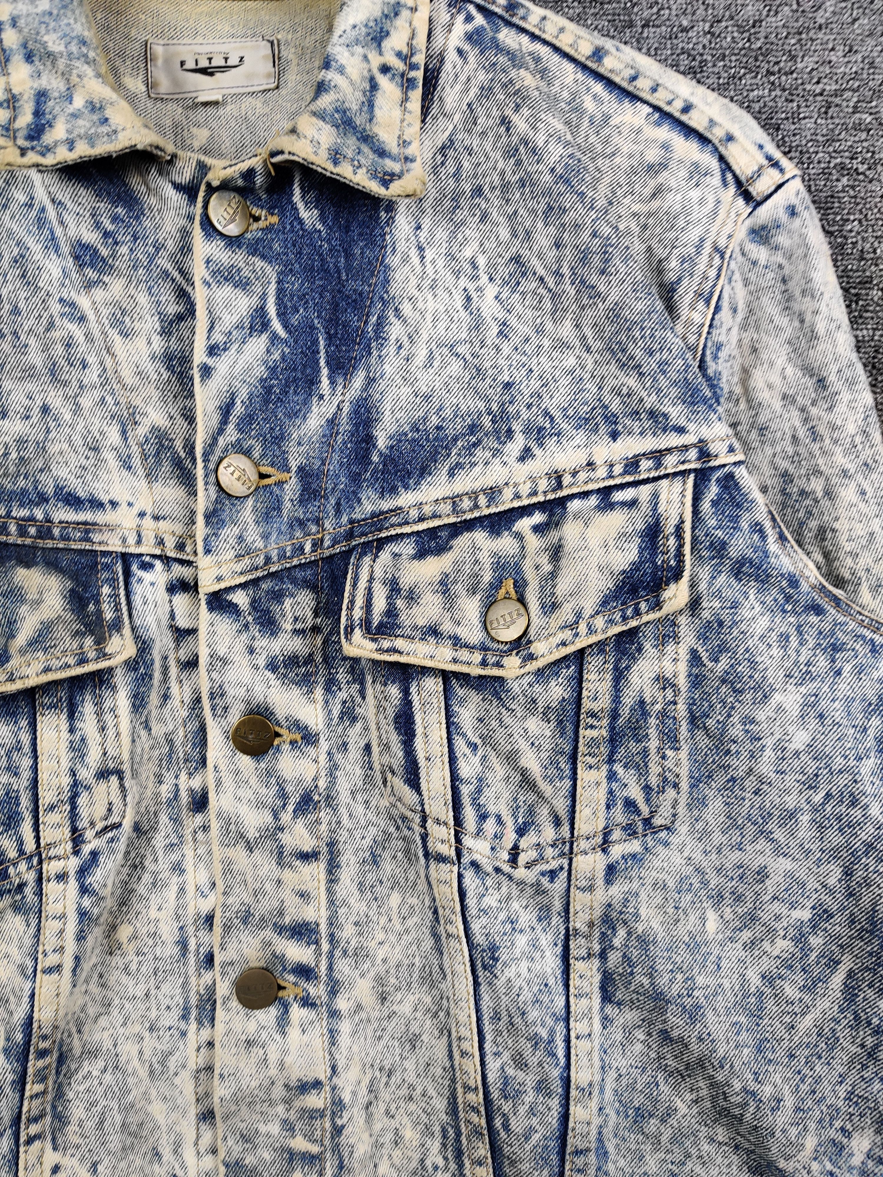 Japanese Brand Vintage Fittz Acid Wash Trucker Denim Jacket Size US L / EU 52-54 / 3 - 5 Thumbnail
