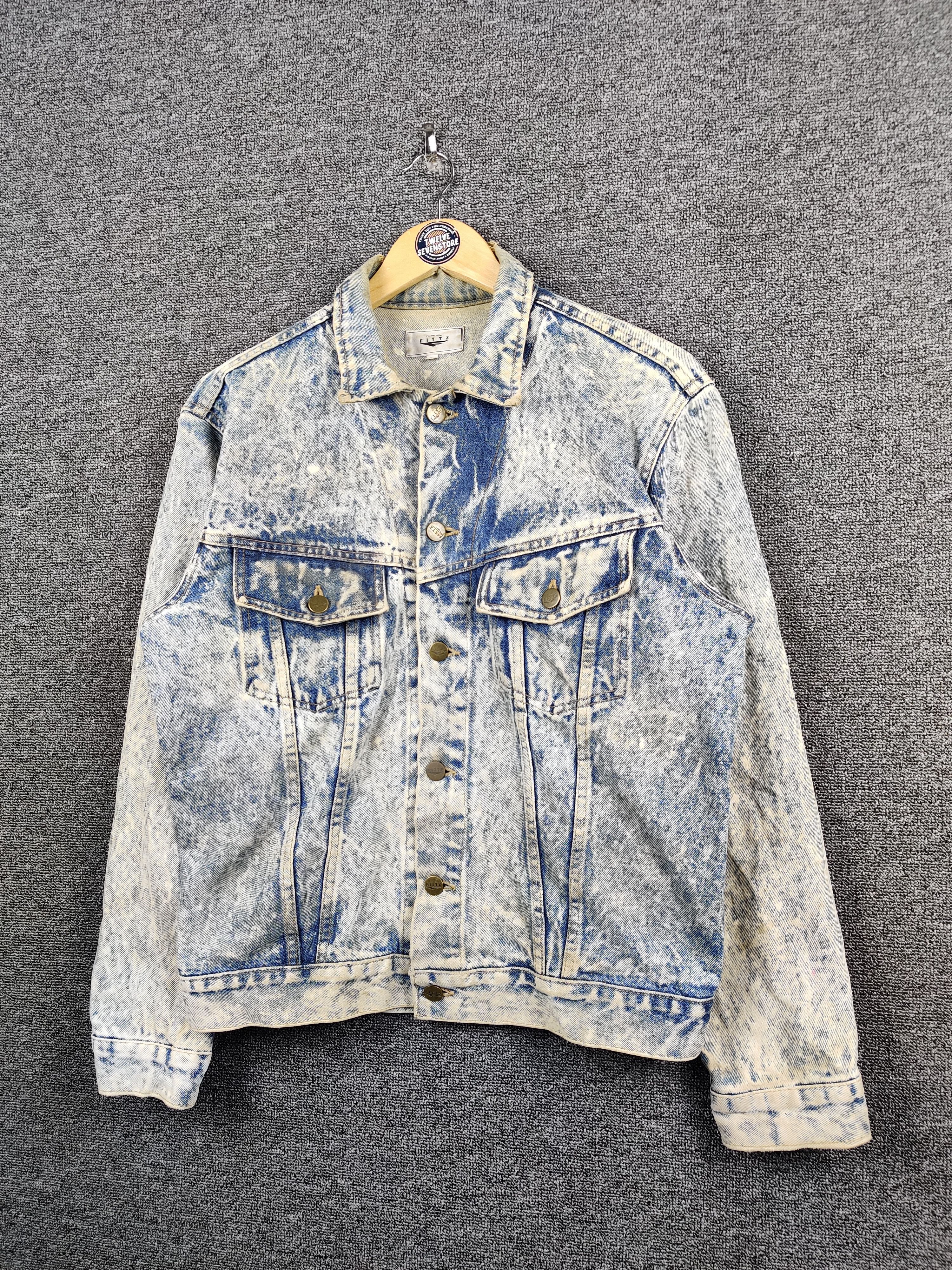 Japanese Brand Vintage Fittz Acid Wash Trucker Denim Jacket Size US L / EU 52-54 / 3 - 2 Thumbnail