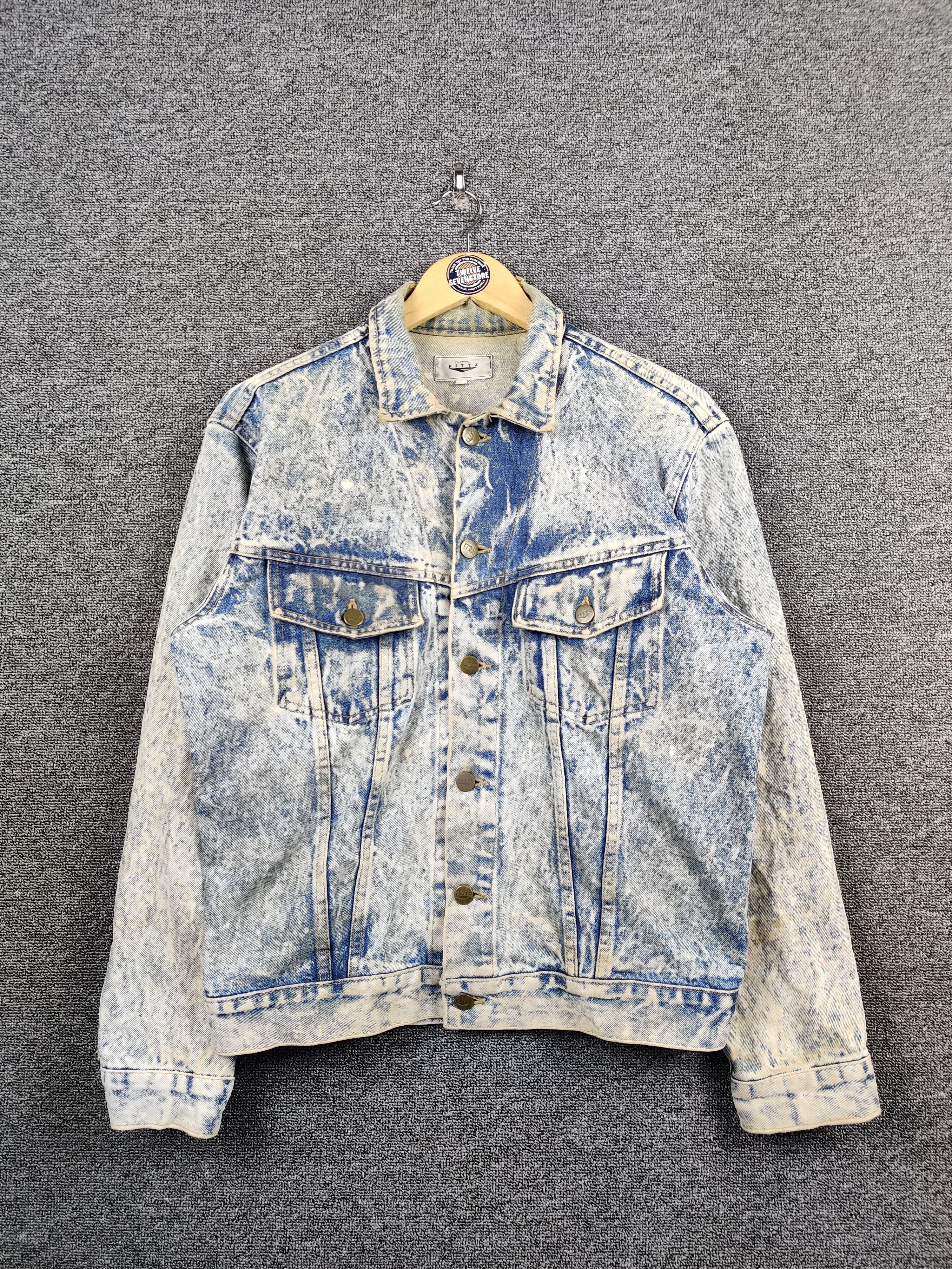 Japanese Brand Vintage Fittz Acid Wash Trucker Denim Jacket Size US L / EU 52-54 / 3 - 1 Thumbnail