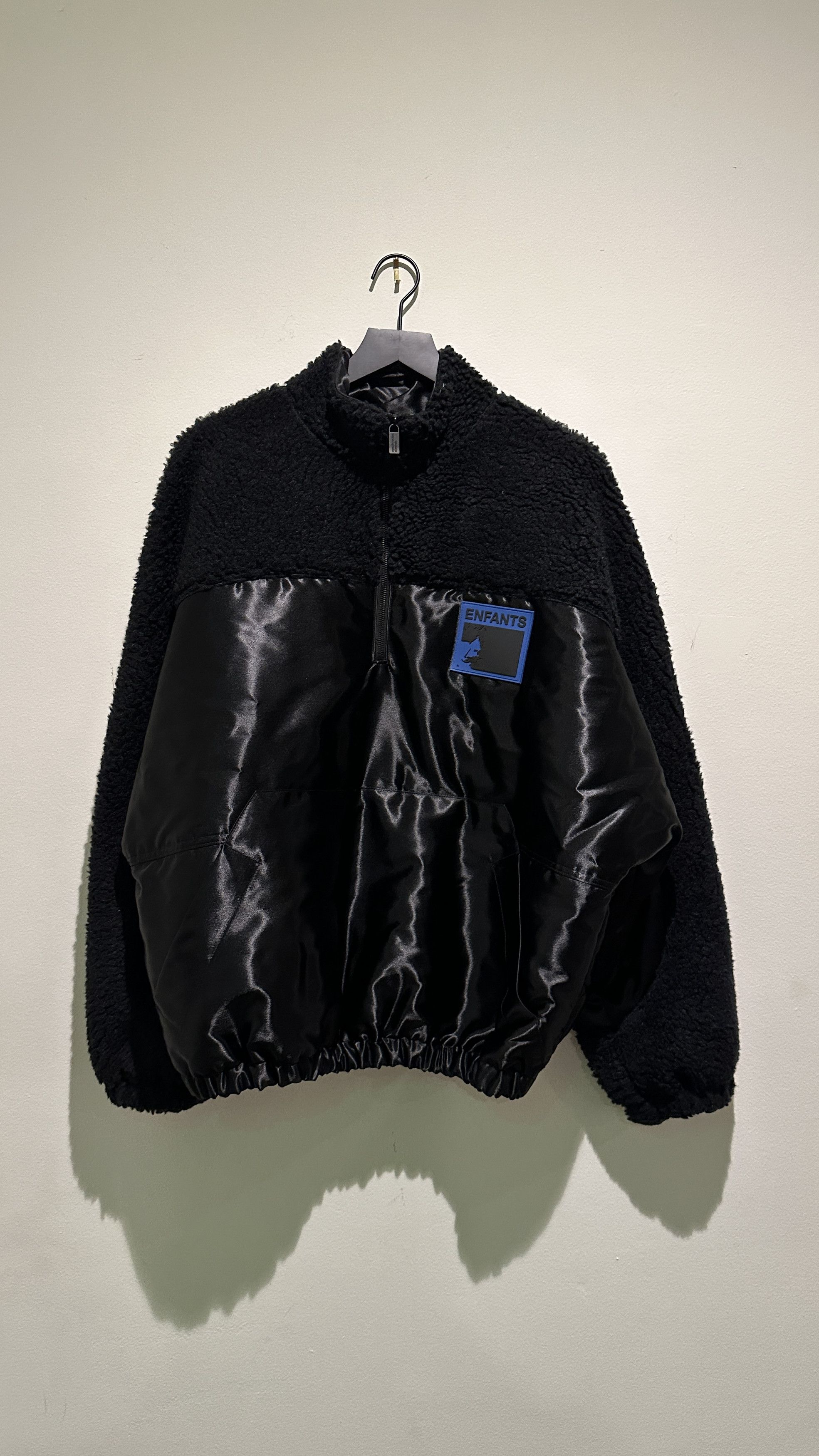 image of Enfants Riches Deprimes Erd Sherpa And Japanese Nylon Half-Zip Windbreaker Jacket in Black (Size Me