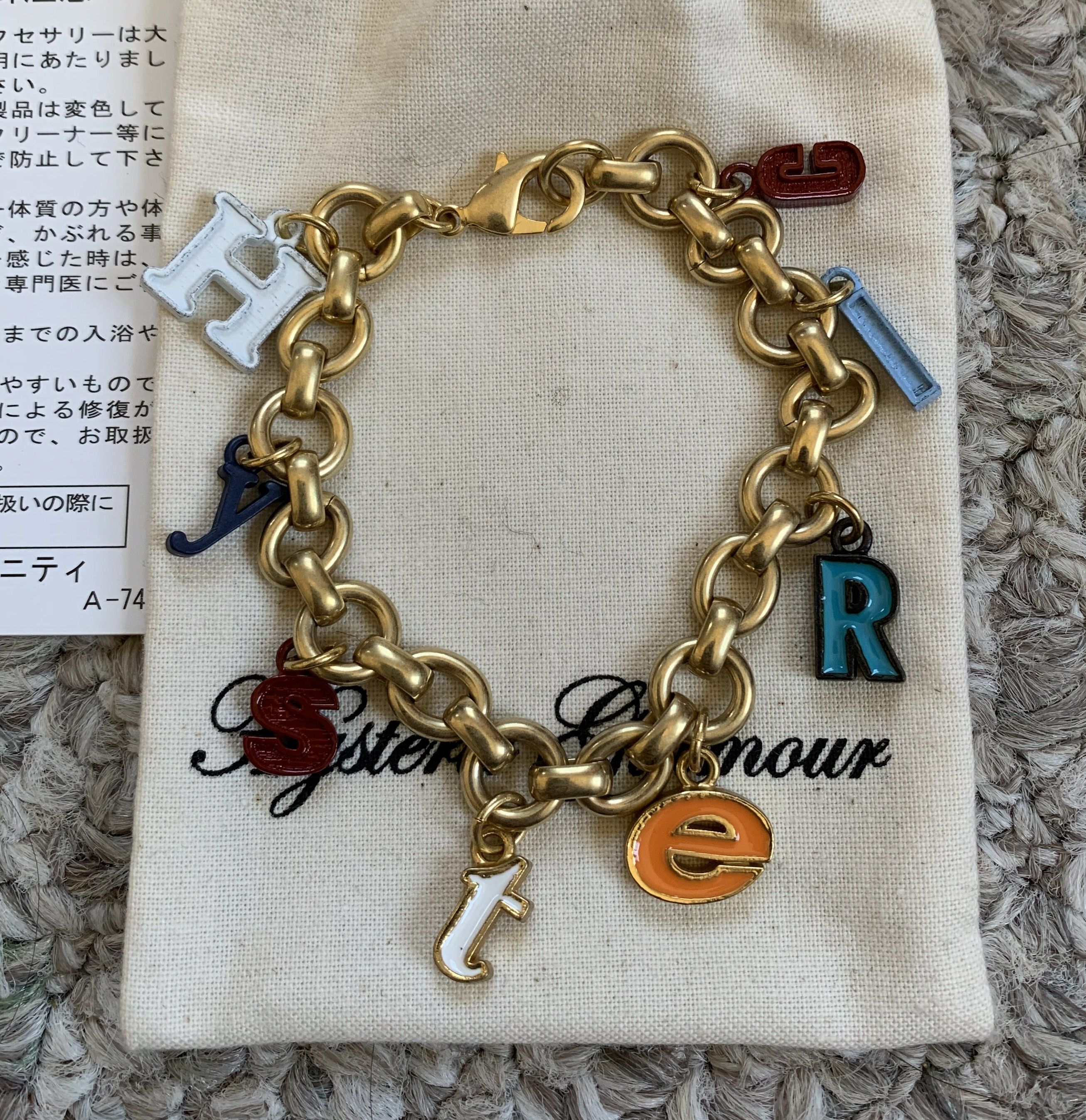 image of New Hysteric Glamour Spellout Charm Bracelet, Men's