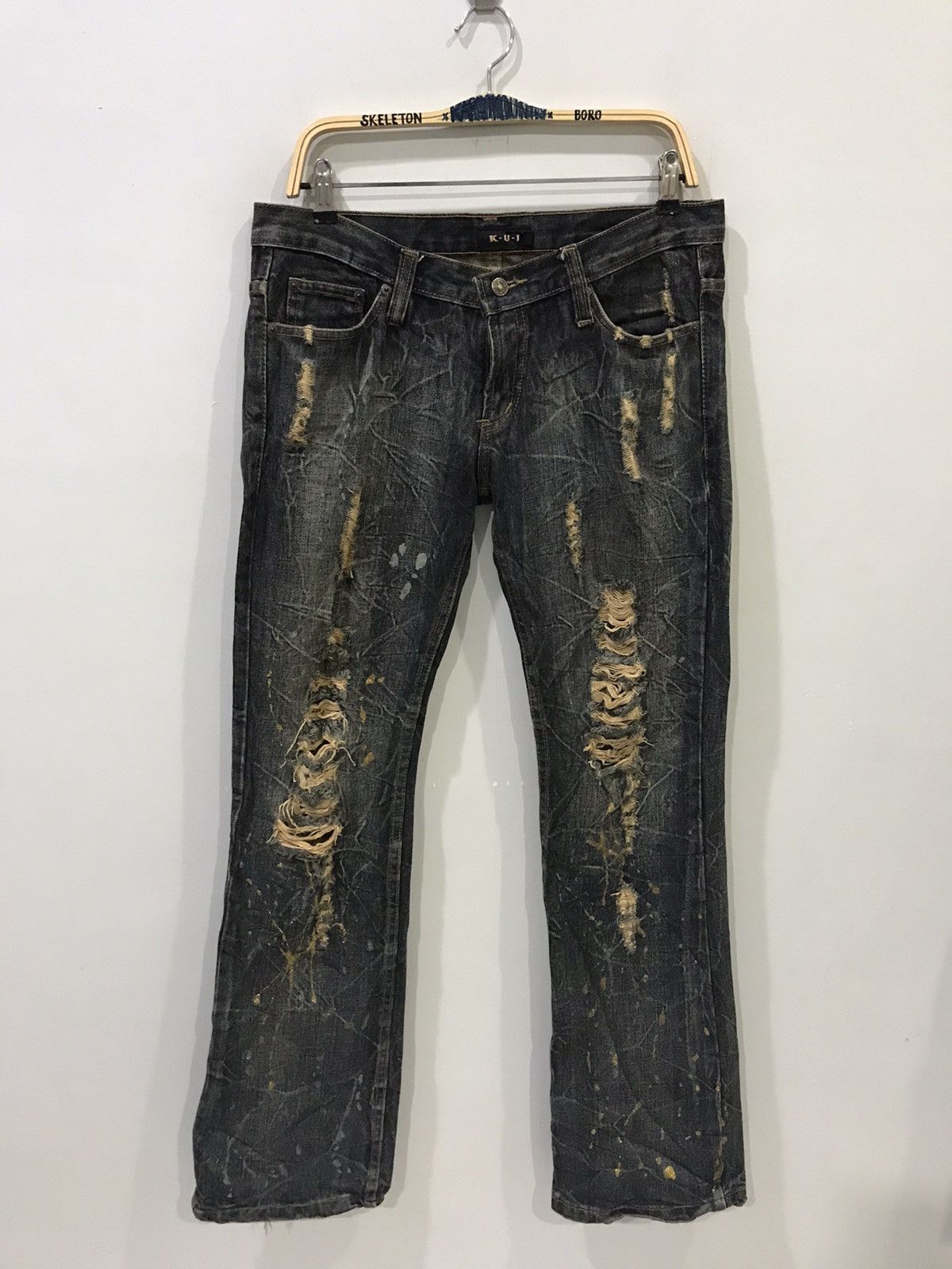 image of Art Comes First x Distressed Denim K.u.i Distressed Painter Flare Denim, Men's (Size 33)