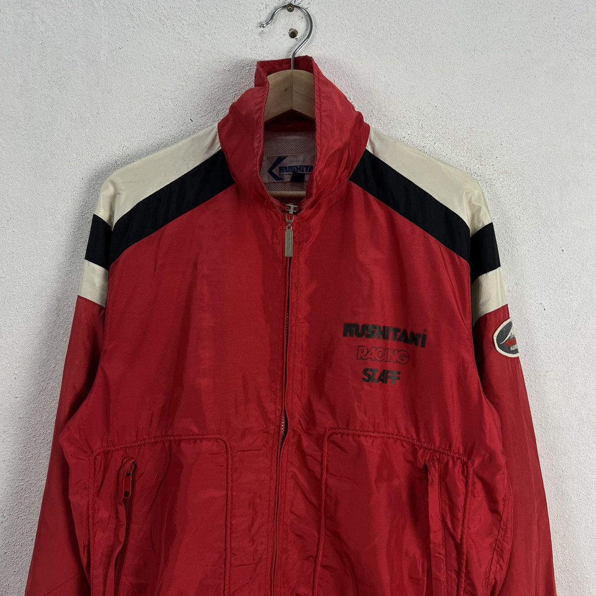 Japanese Brand VINTAGE KUSHITANI RACING STAFF BIGLOGO RACING WEAR MOTORCYLE Size US L / EU 52-54 / 3 - 4 Thumbnail