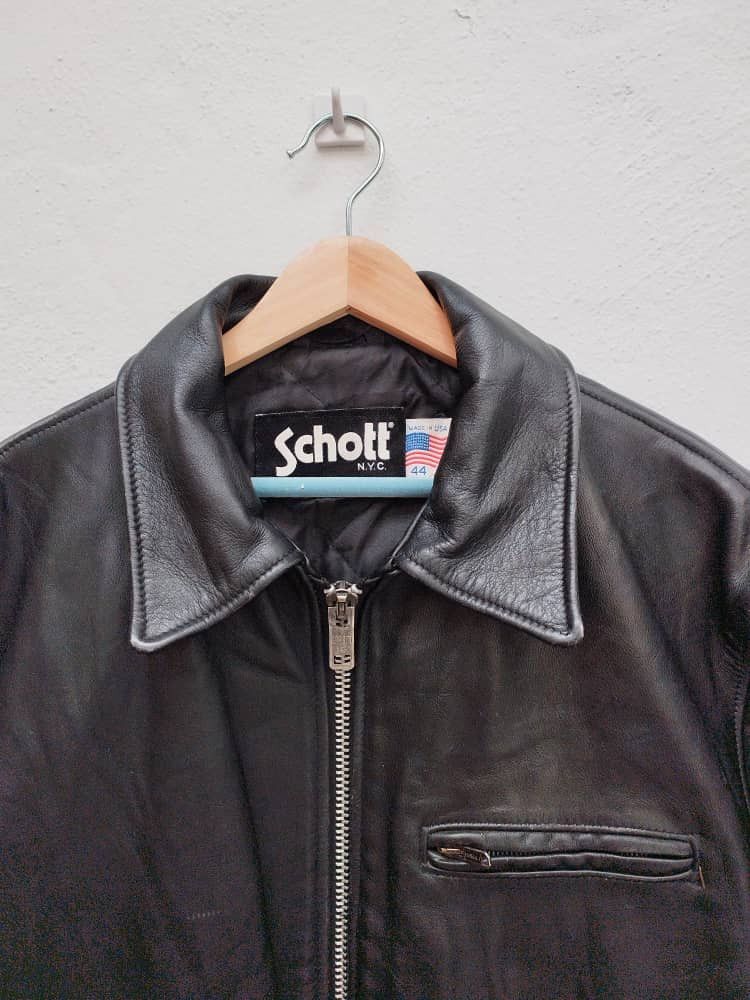 Genuine Leather × Schott Vintage Schott Leather Biker Jacket Size US L / EU 52-54 / 3 - 8 Thumbnail