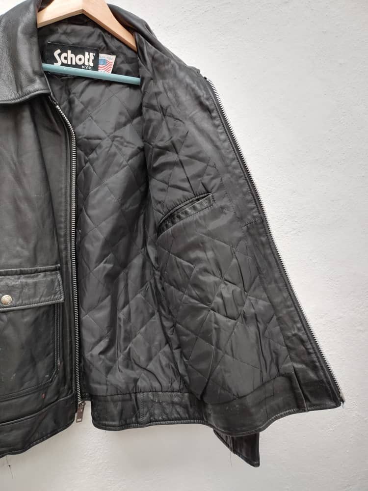 Genuine Leather × Schott Vintage Schott Leather Biker Jacket Size US L / EU 52-54 / 3 - 10 Thumbnail