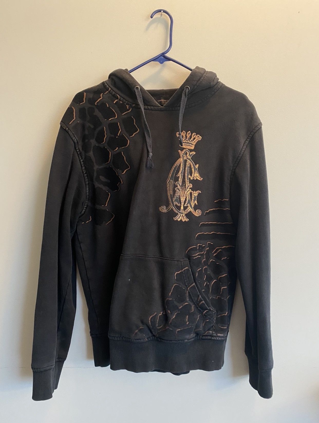 image of Vintage Christian Audigier Y2K Hoodie in Black, Men's (Size Large)