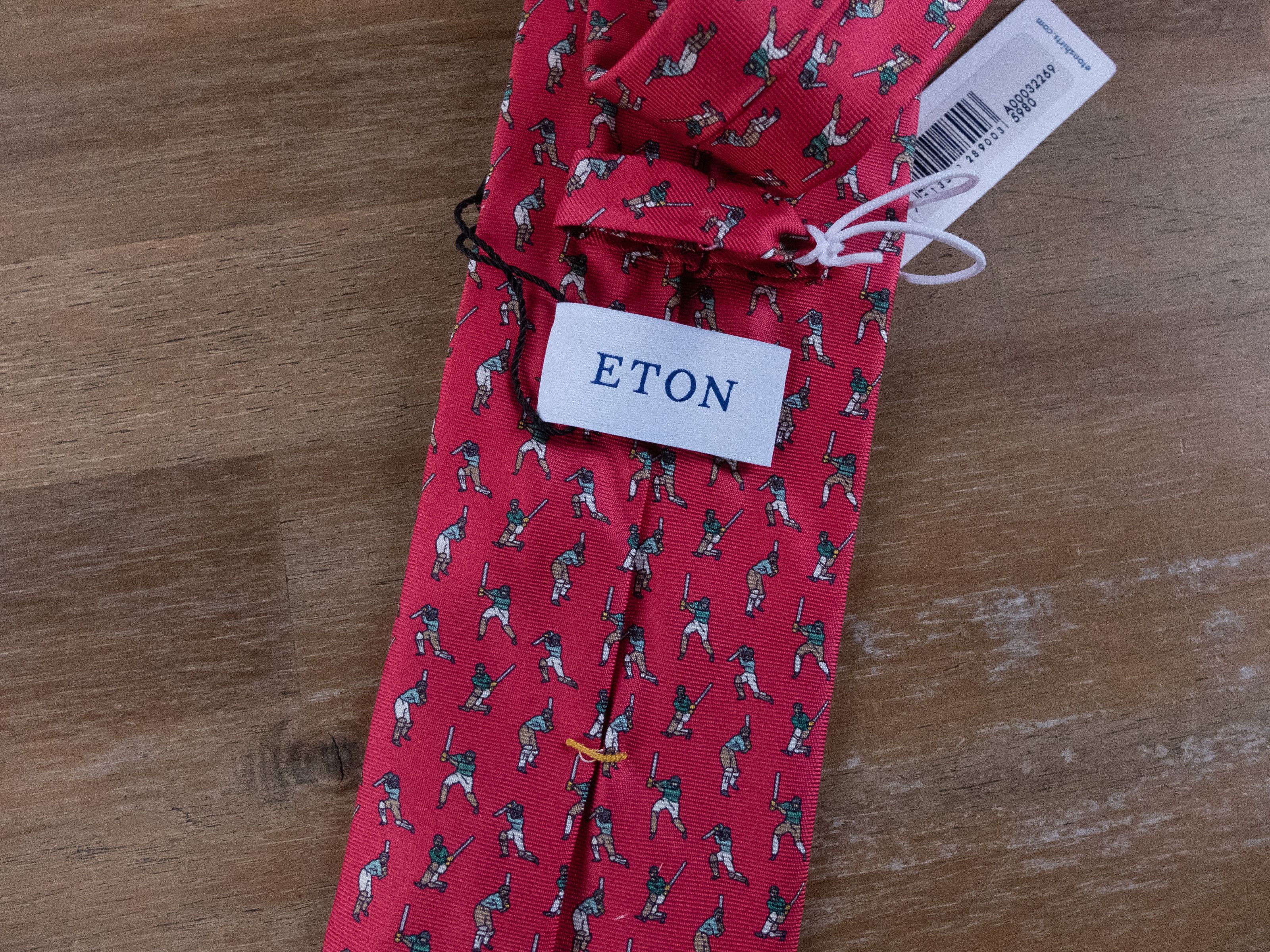 Eton ETON of Sweden red golfer print woven silk tie authentic NWT Size ONE SIZE - 4 Thumbnail