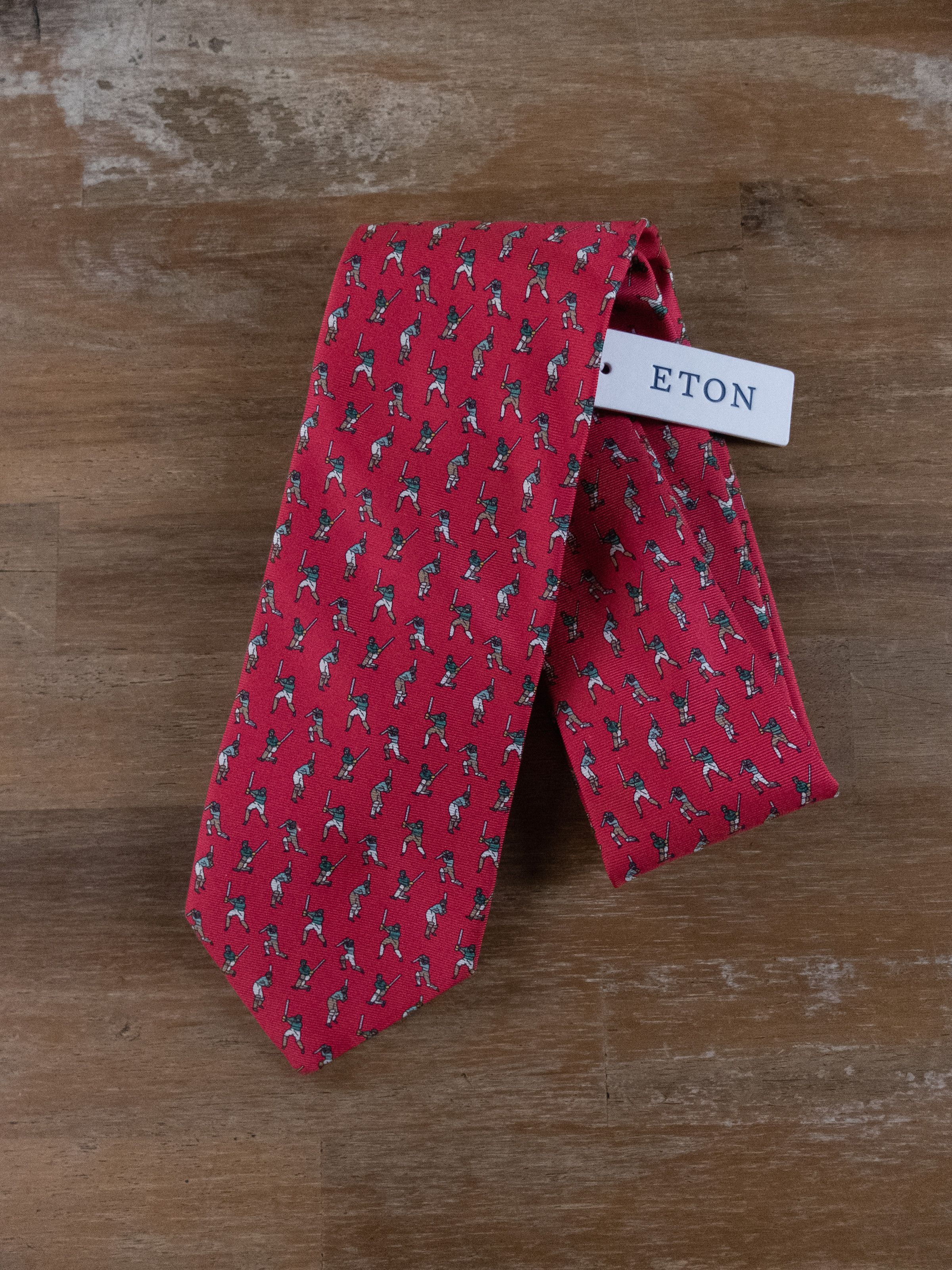 Eton ETON of Sweden red golfer print woven silk tie authentic NWT Size ONE SIZE - 1 Thumbnail