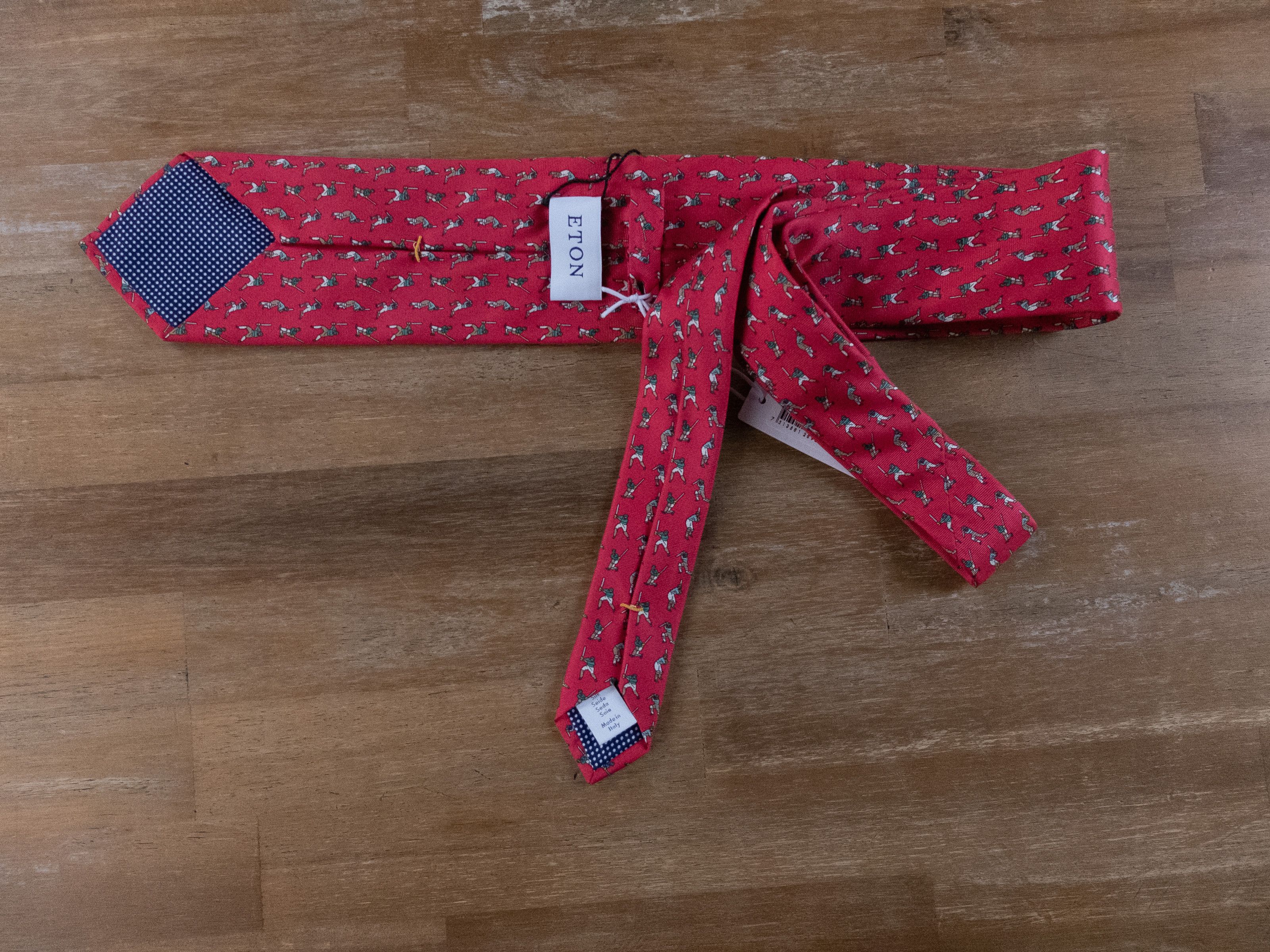 Eton ETON of Sweden red golfer print woven silk tie authentic NWT Size ONE SIZE - 2 Thumbnail