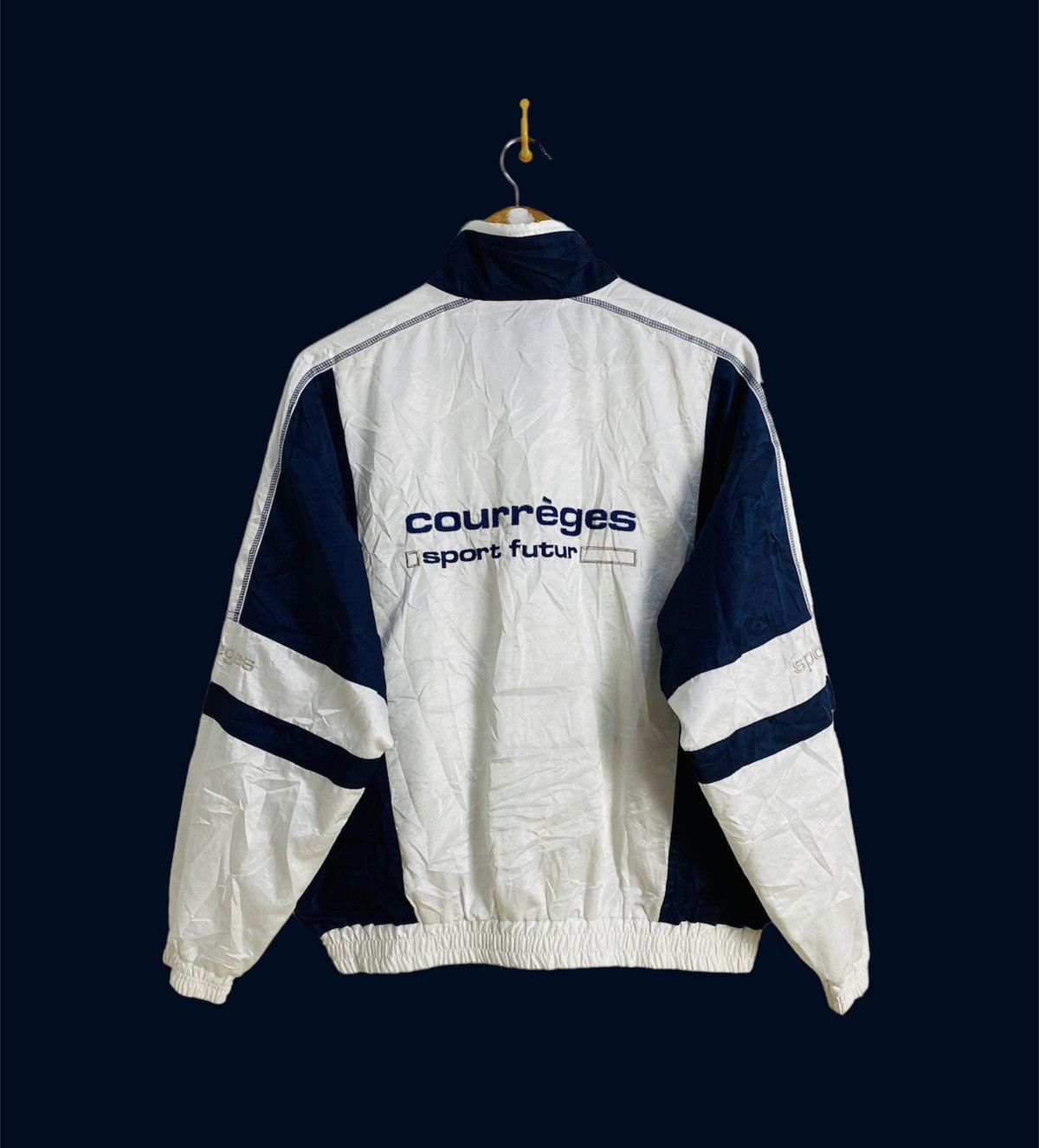 image of 90's Courreges Spell Out Sport Futur Windbreaker in White, Men's (Size Large)
