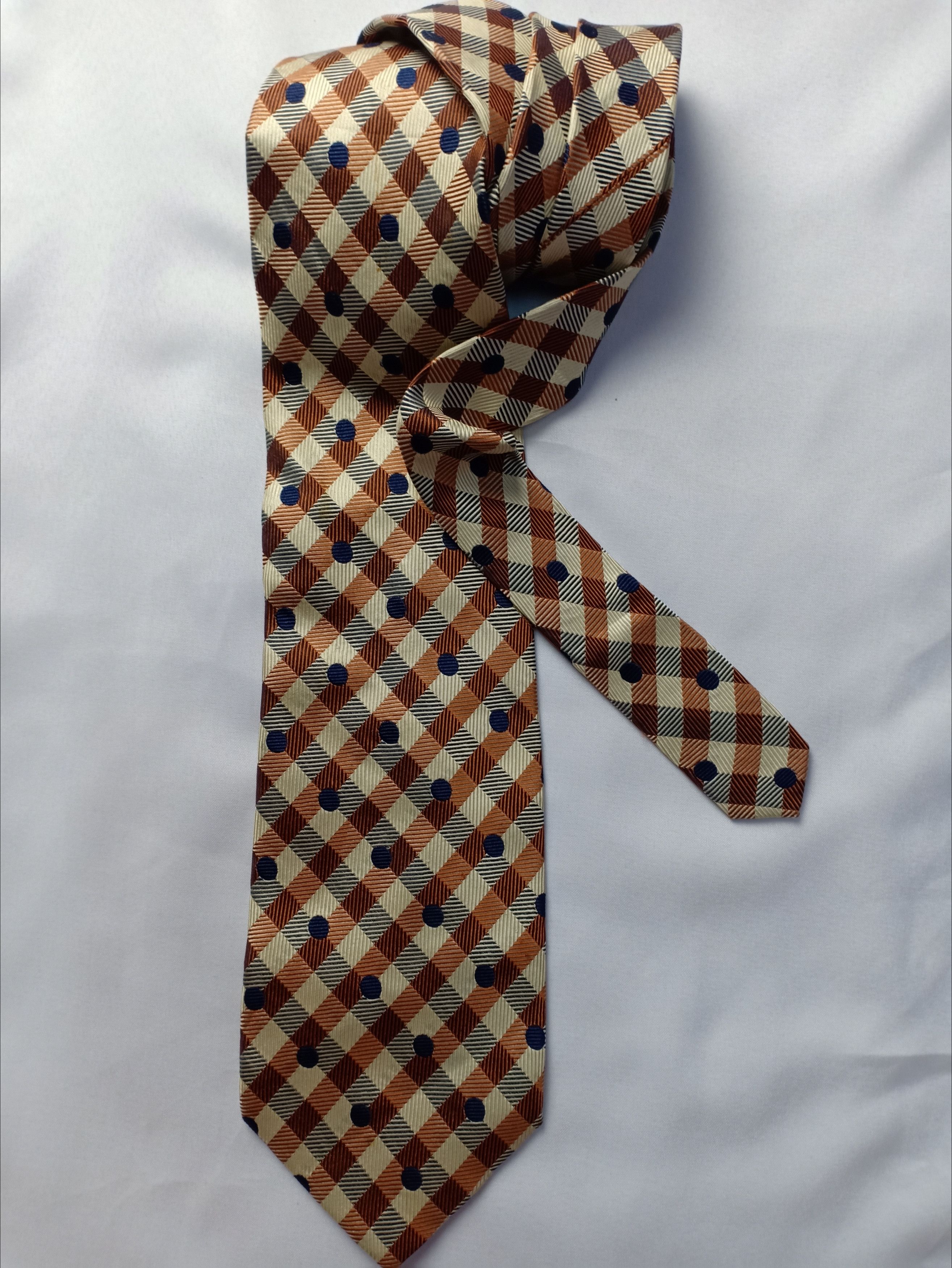 Other Royal Neck Tie Monogram Logo Polka Dot Plaid Check Size ONE SIZE - 1 Thumbnail
