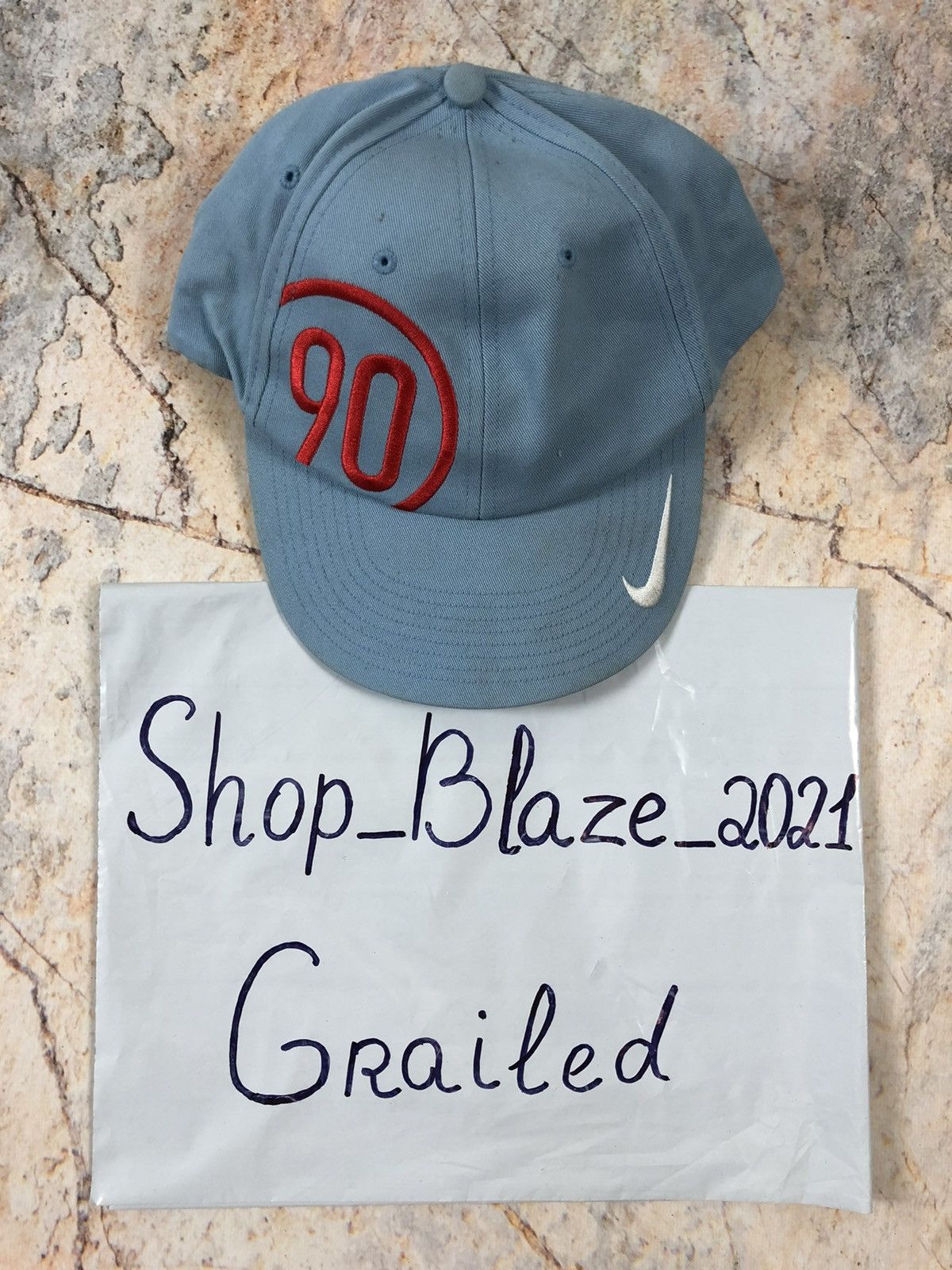 Nike × Vintage Nike vintage blue big logo cap Size ONE SIZE - 2 Thumbnail