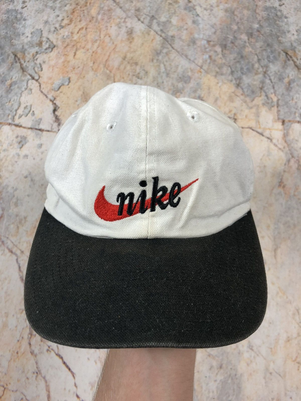 Nike × Vintage Nike vintage white big logo cap Size ONE SIZE - 1 Thumbnail