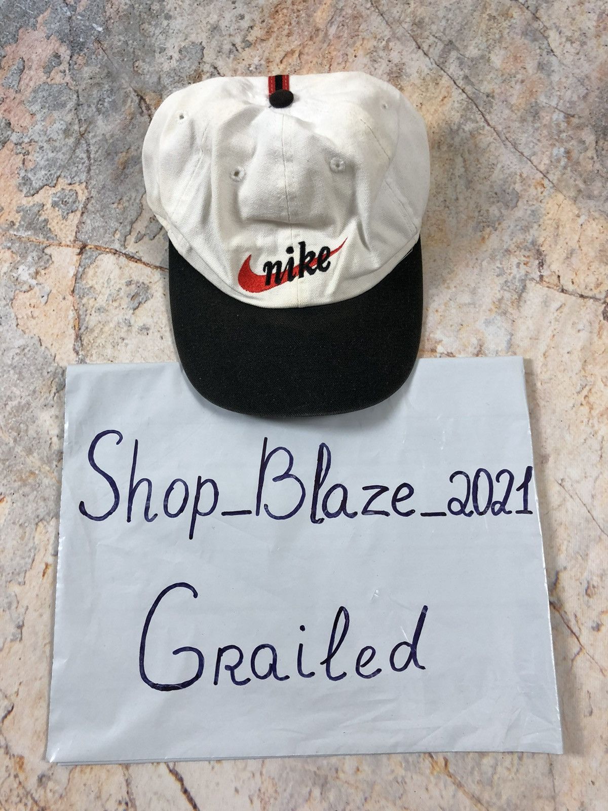 Nike × Vintage Nike vintage white big logo cap Size ONE SIZE - 6 Thumbnail