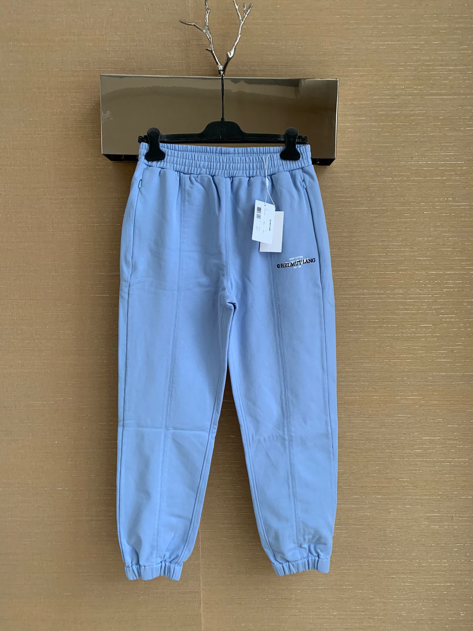 image of Helmut Lang Layer Logo Sweat Pants In Light Blue, Men's (Size 30)