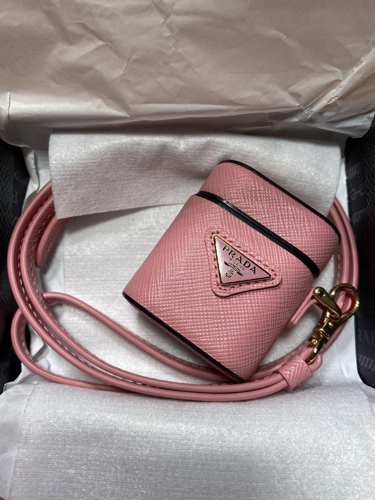 Prada Prada Saffiano Leather AirPods Case w/ Strap Size ONE SIZE - 1 Thumbnail