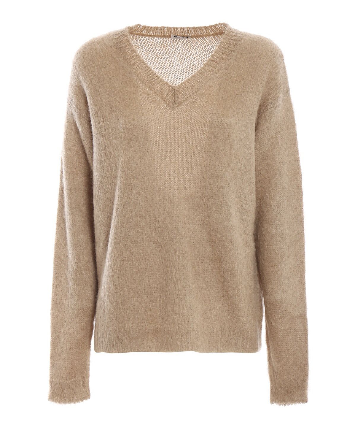 Miu Miu Miu Miu Camel Mohair Garzato Oversized V-neck Sweater Size US S / EU 44-46 / 1 - 1 Thumbnail