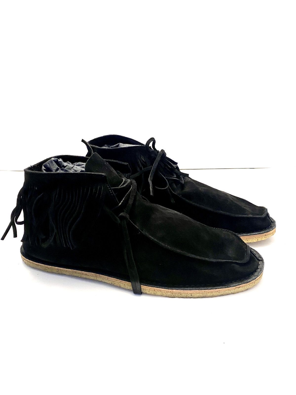 image of Saint Laurent Paris Saint Laurent Nino Fringed Boots Retail $895 Size 44 in Black, Men's